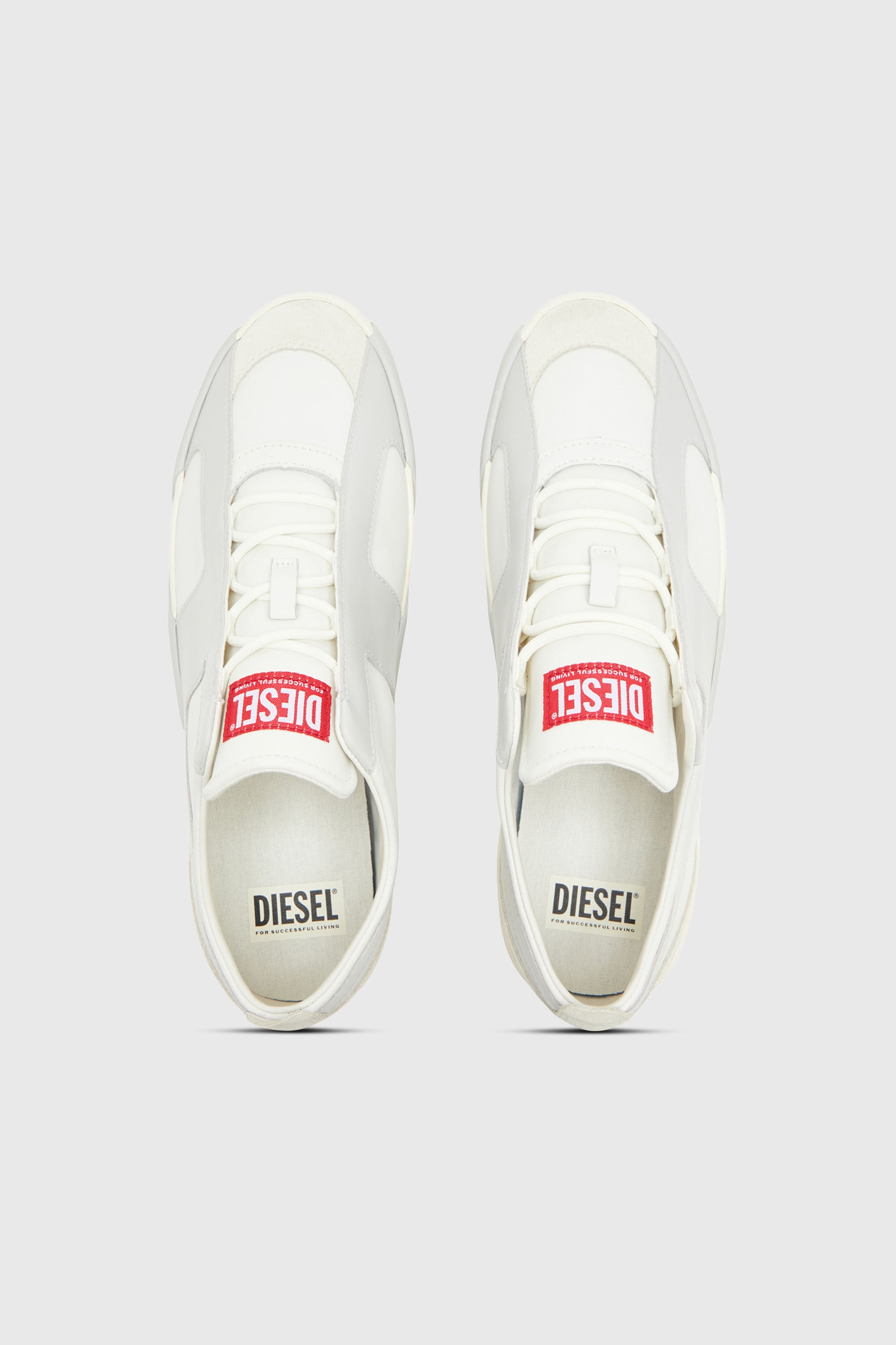 Diesel - S-SLANTE-D LOW, Man's S-Slante-D-Sneakers in suede and leather with D logo in White/Grey - 4