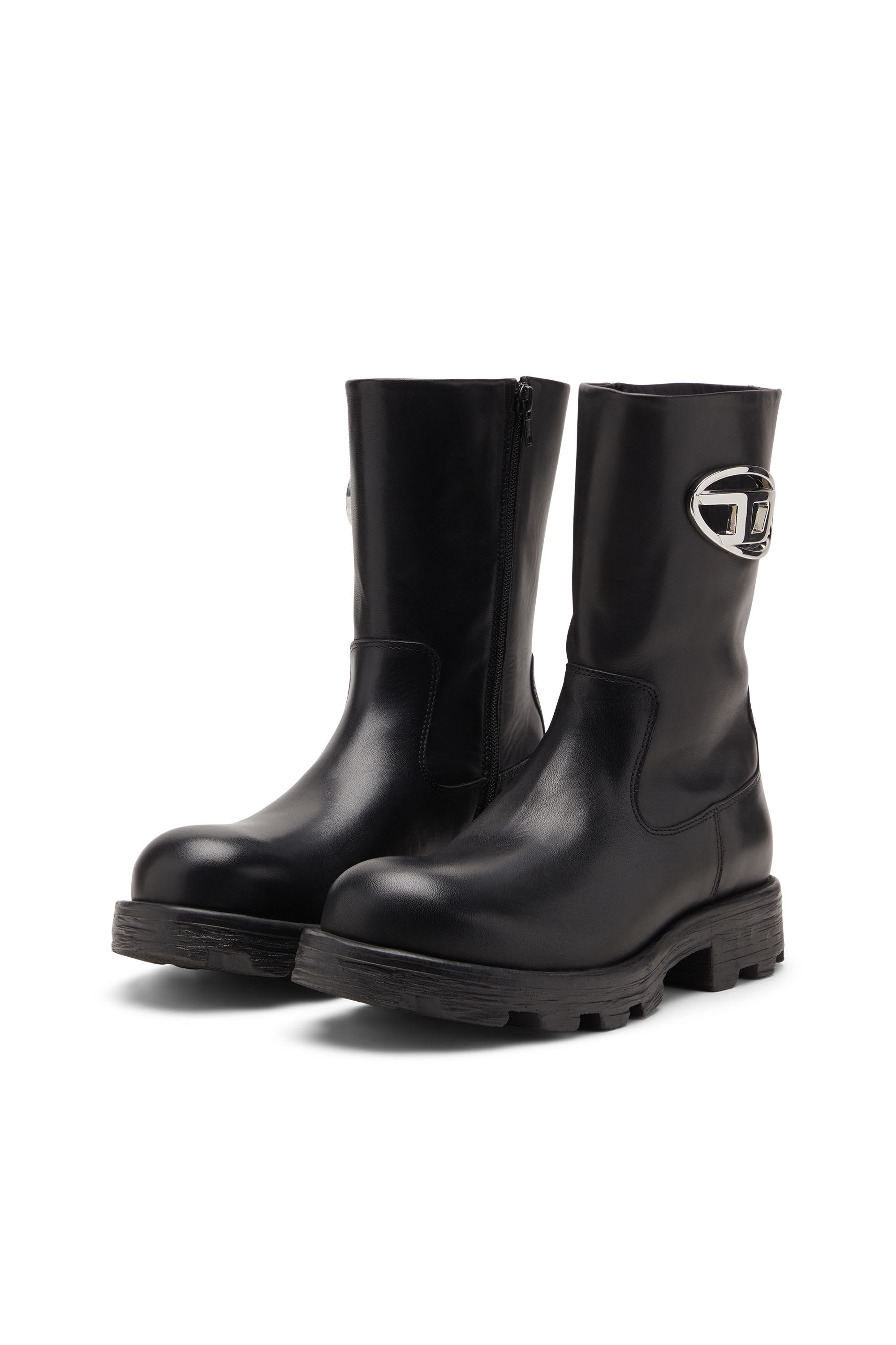 Diesel - D-HAMMER BKR D W, Woman's D-Hammer-Biker boots in shiny leather in null - 8