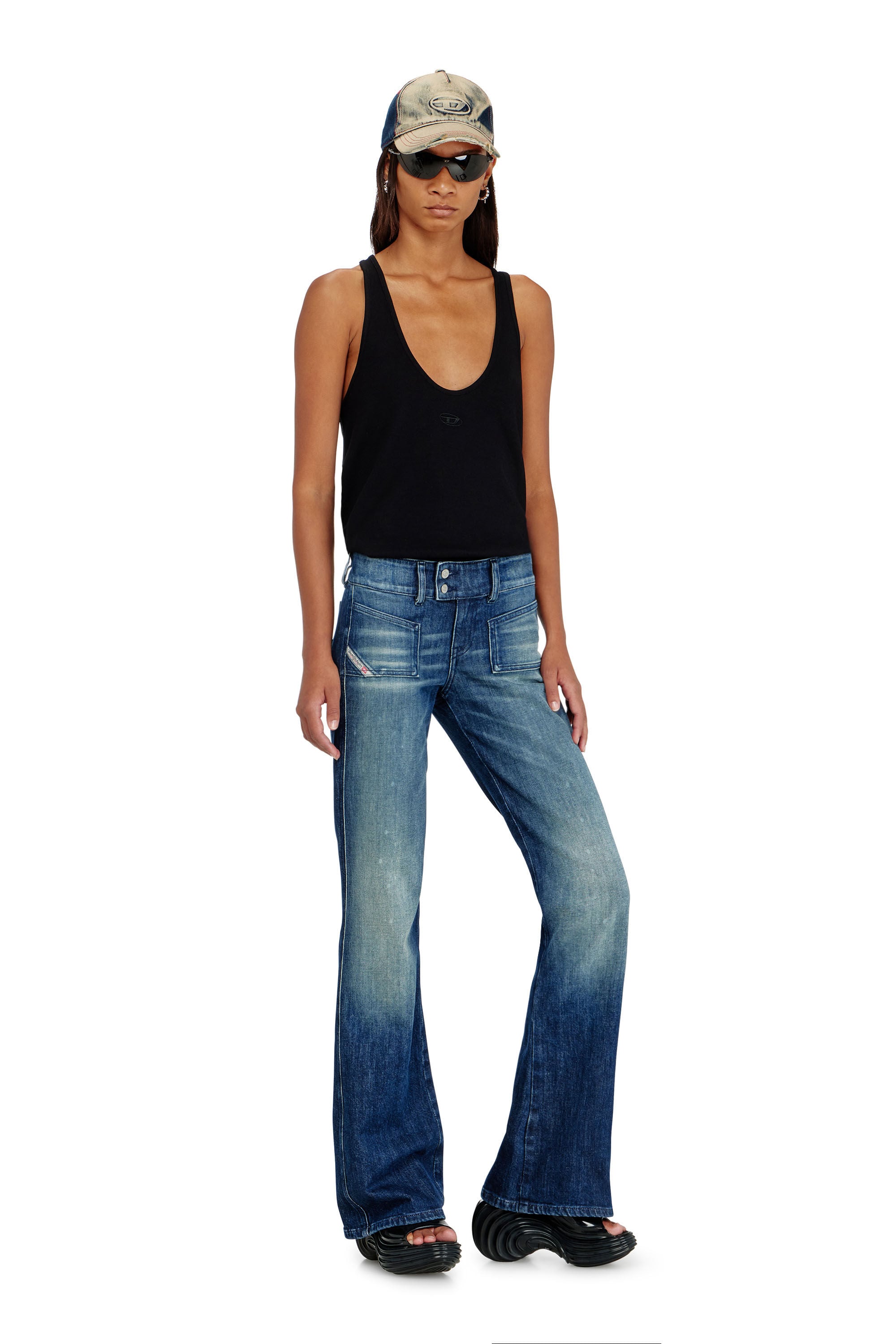 Women's Platform mule in Melflex® | Black | Diesel {{Country}}