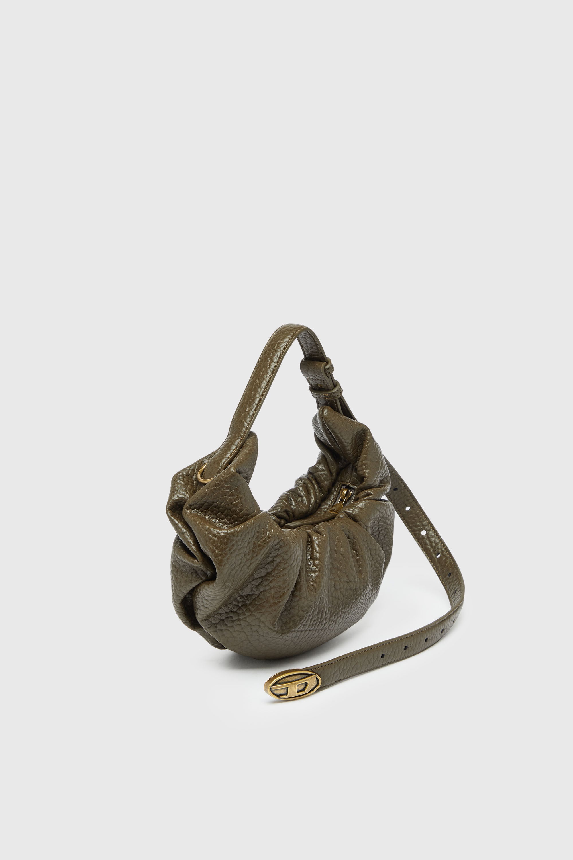 Diesel - GRAB-D HOBO S, Woman's Grab-D- Small scrunched hobo bag with bubble texture in Brown - 3