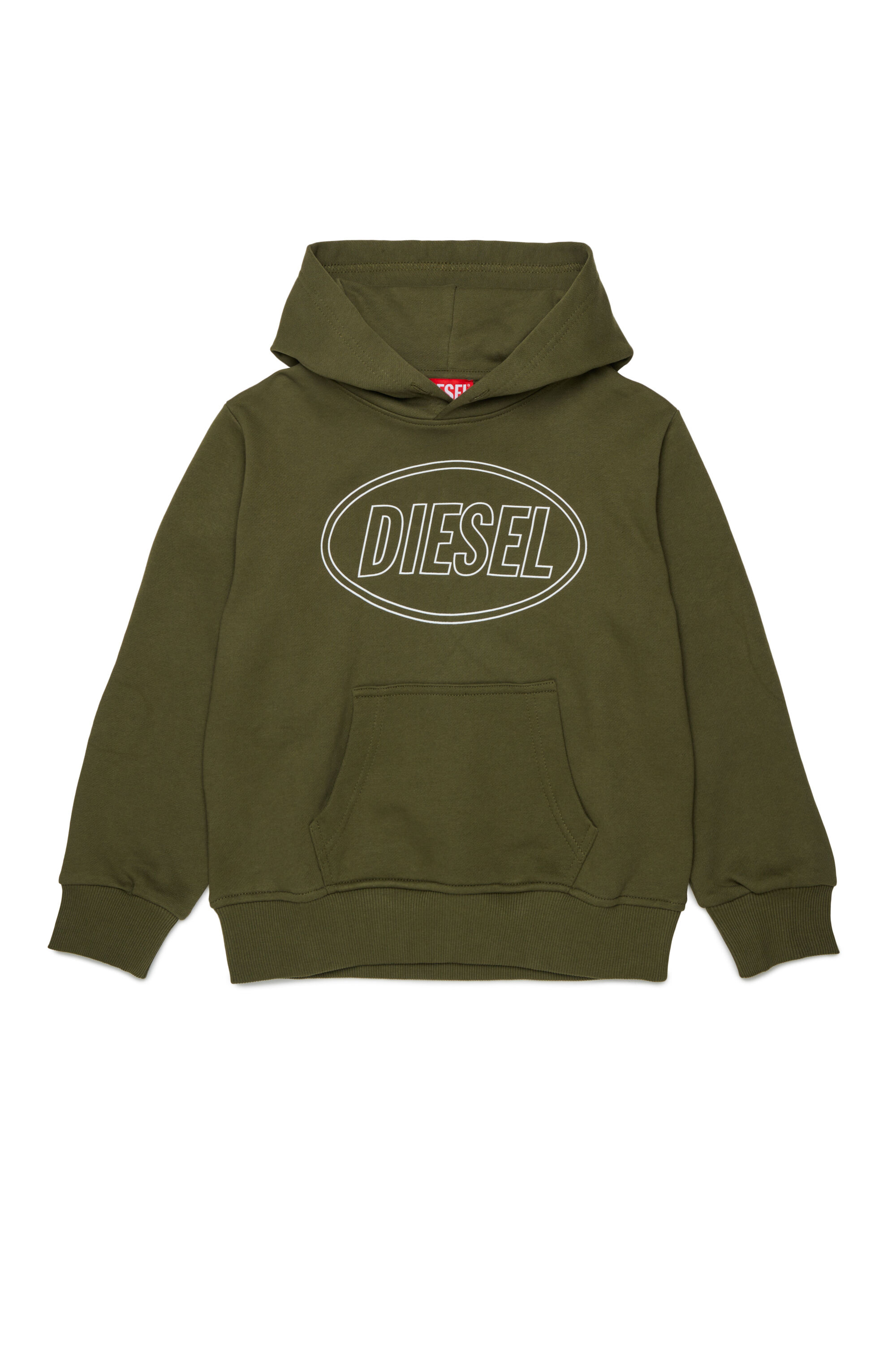 Diesel - SCIRCLEHOOD OVER, Man's Hoodie with Diesel logo print in Military Green - 1