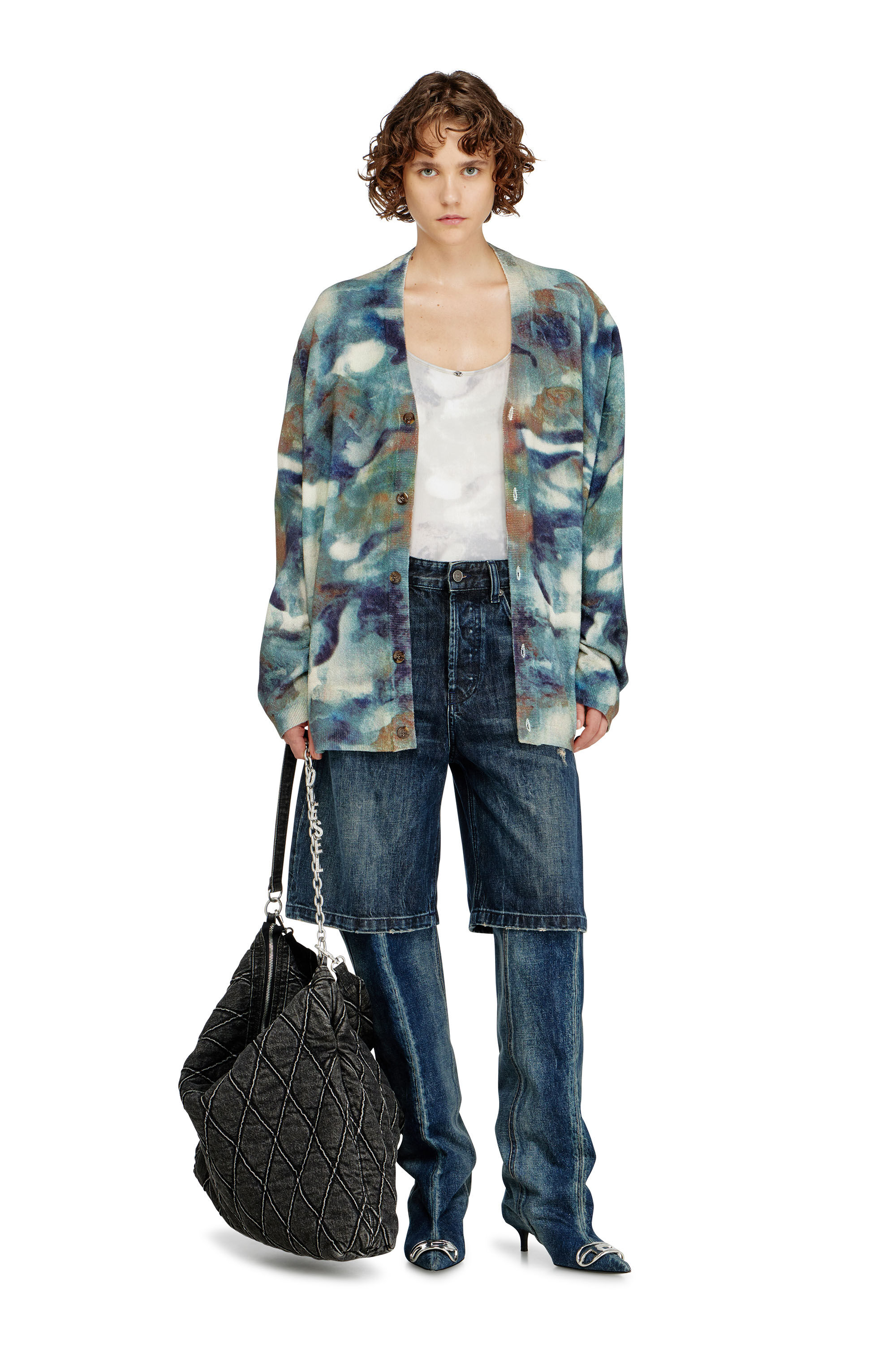 Diesel - ELLA-UTLT, Woman's Ribbed thong swimsuit with camo print in White - 5