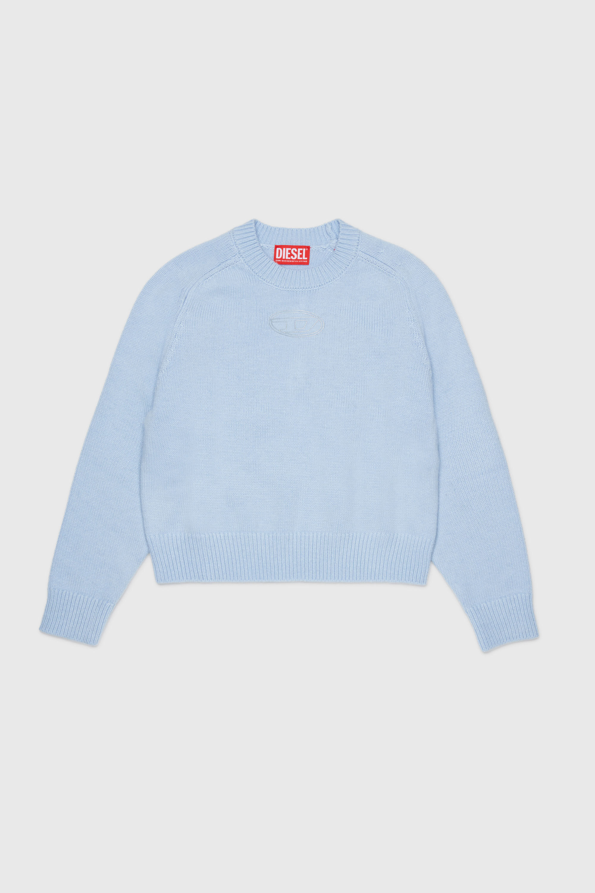 Diesel - KIMLIN, Woman's Cashmere-enriched jumper with Oval D logo in Light Blue - 1