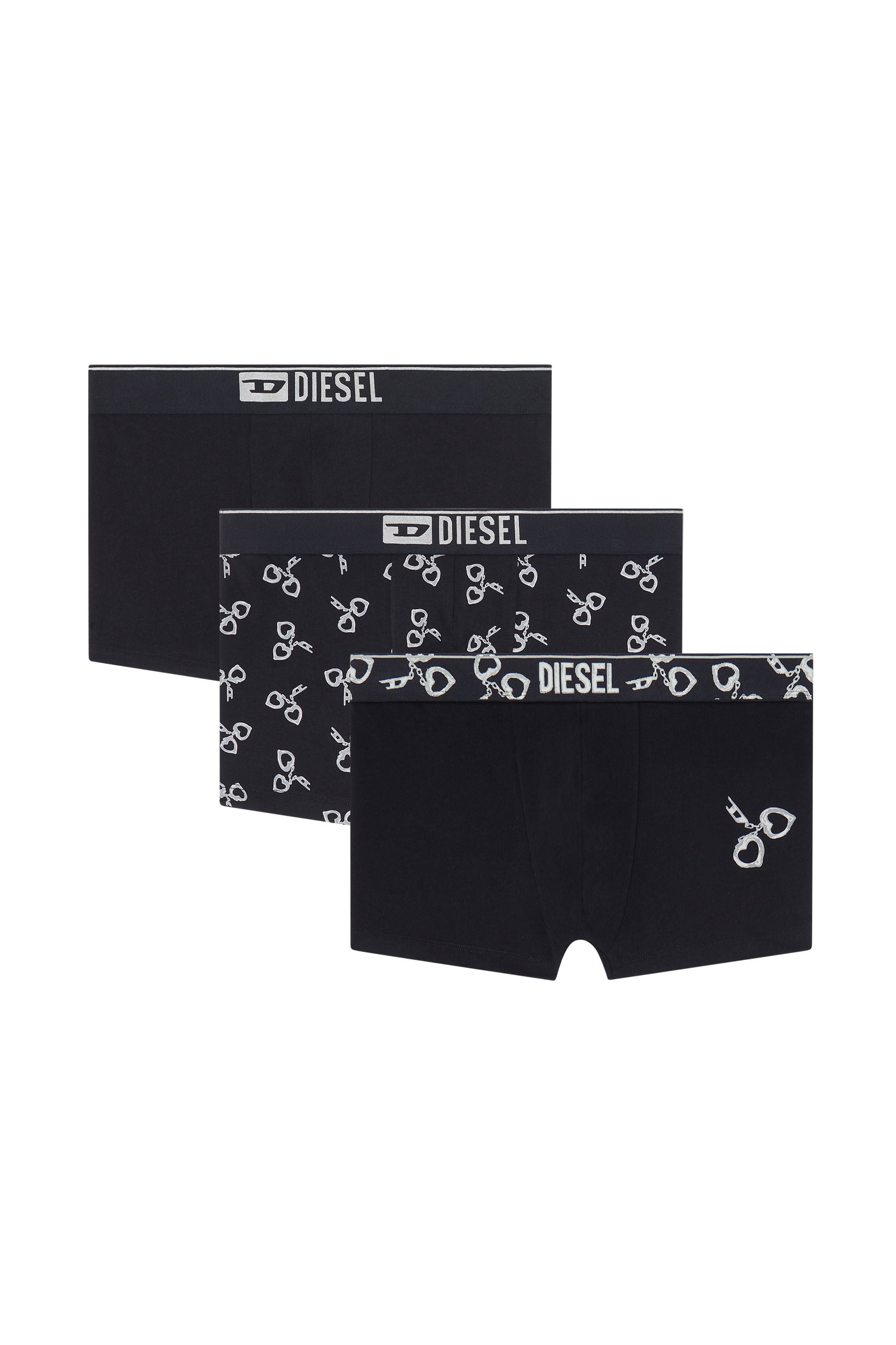 Diesel - DAMIEN-GFT-3PACK, Man's Three-pack boxer briefs with handcuff motif in Black - 2