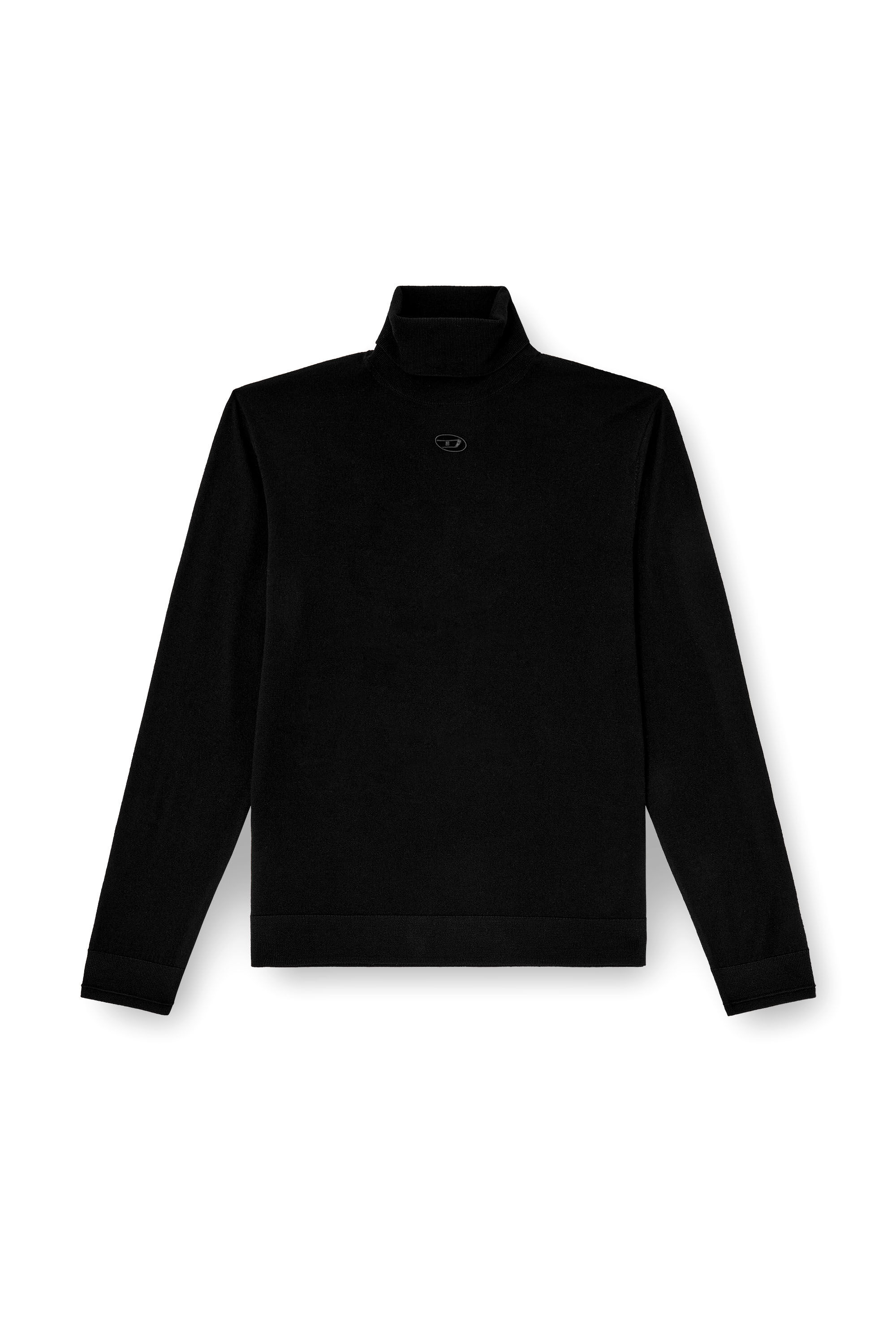 Men's Wool turtleneck jumper with cut-out logo | Black | Diesel Men's Wool turtleneck jumper with cut-out logo | Black | Diesel