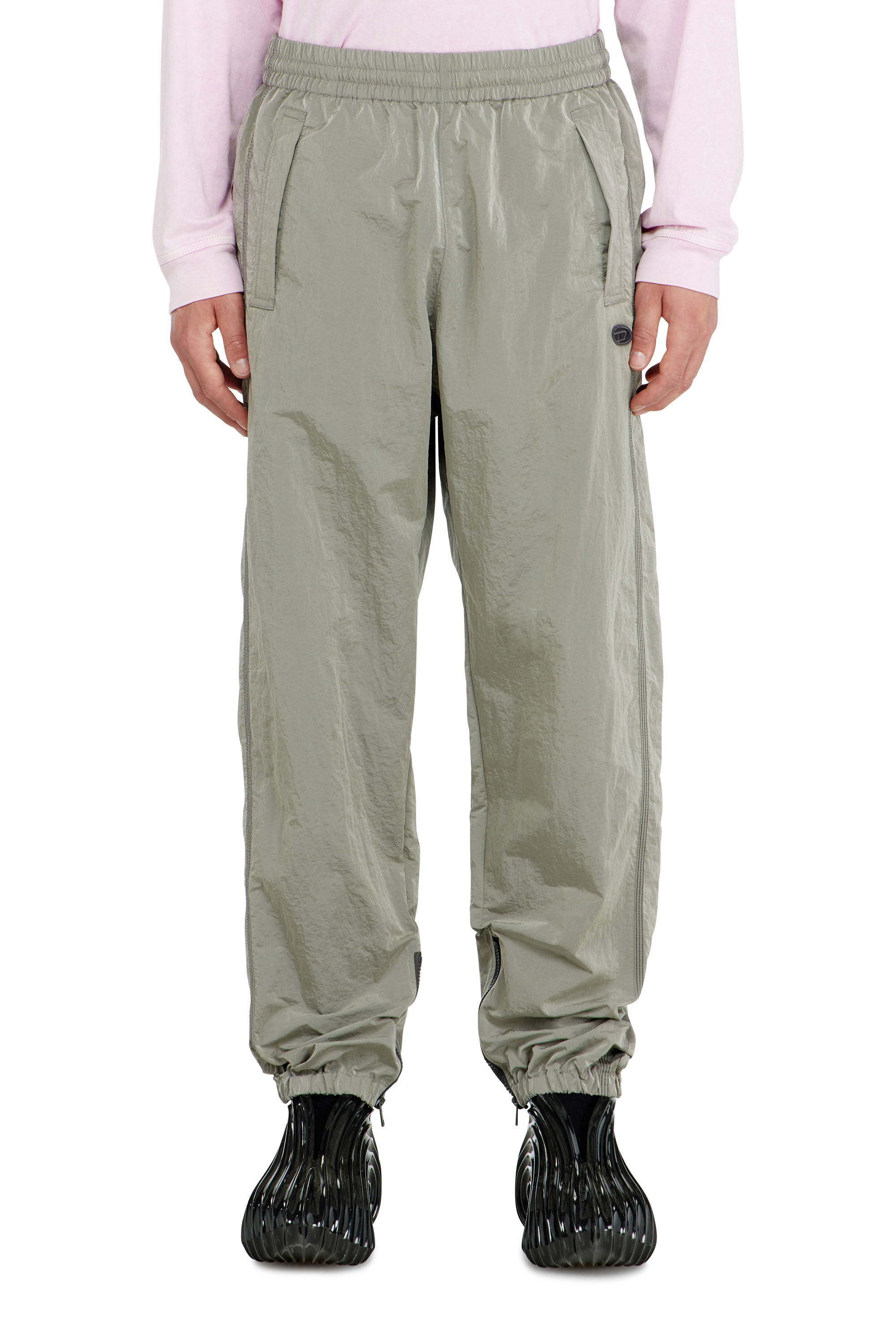 Men's Nylon pants with crinkle effect | Grey | Diesel