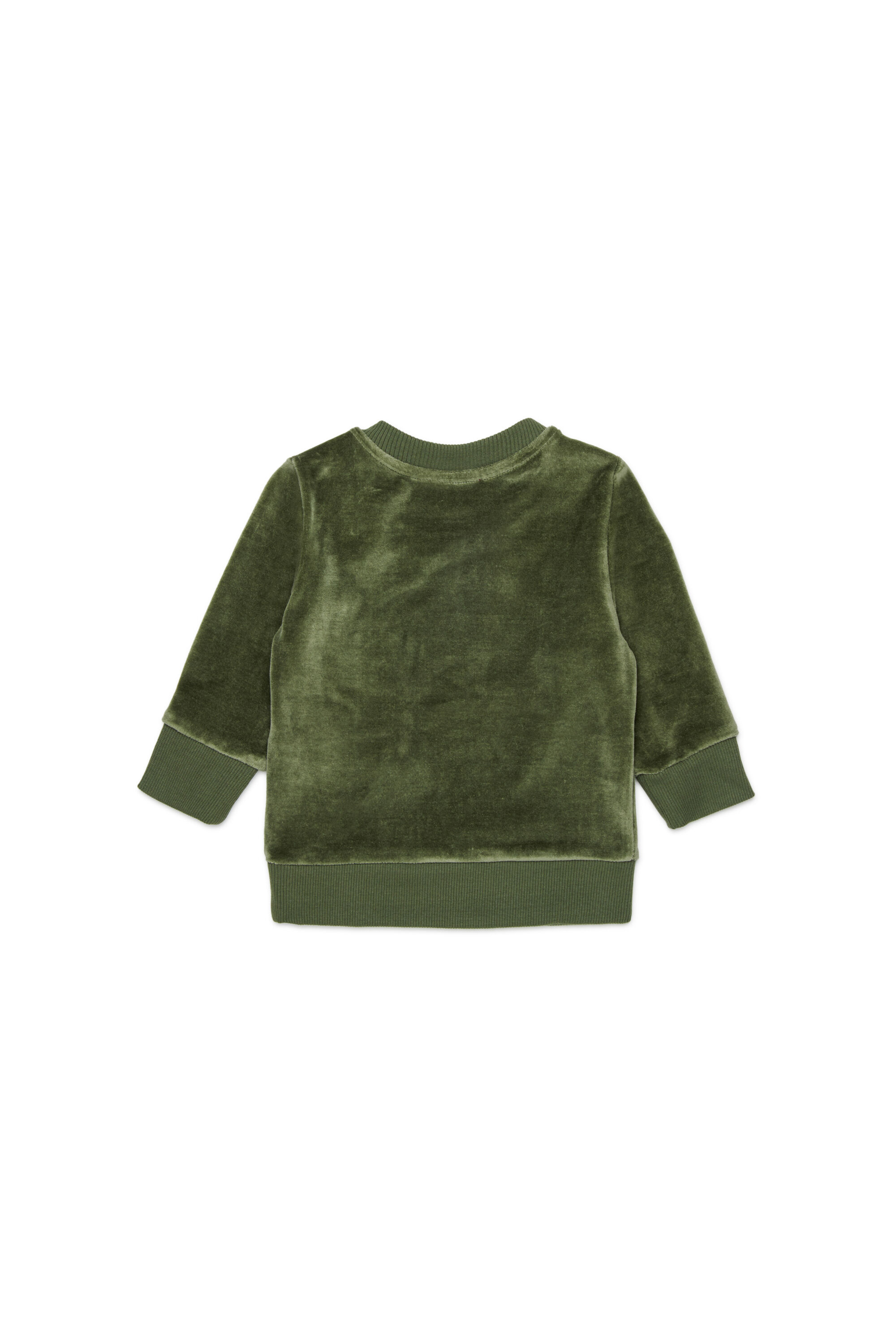 Diesel - SHENIB, Man's Velvet sweatshirt with Oval D embroidery in Green - 2