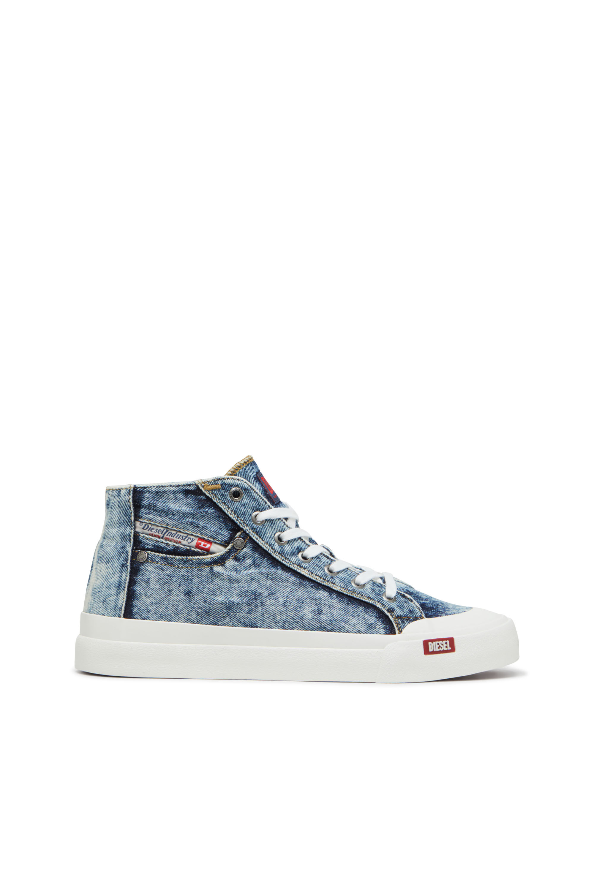 Men's S-Athos-High-top denim sneakers with pocket detail | Blue | Diesel