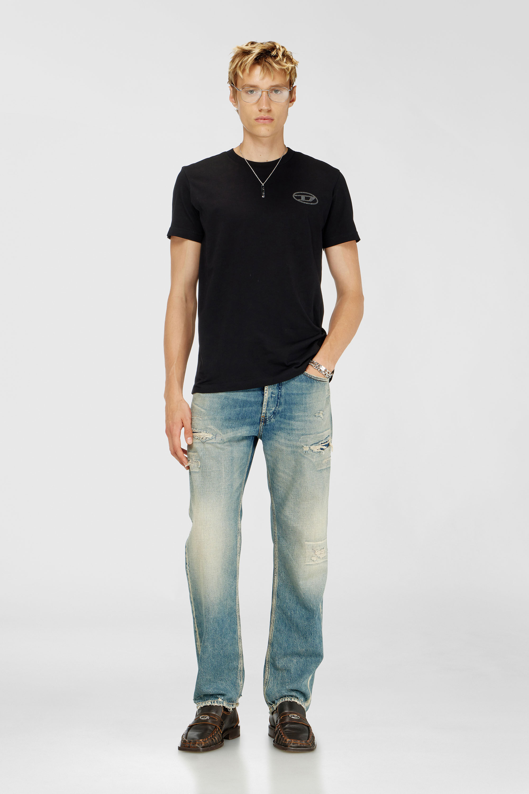 Diesel - T-DIEGO-T92, Man's Cotton T-shirt with Oval D logo in Black - 1