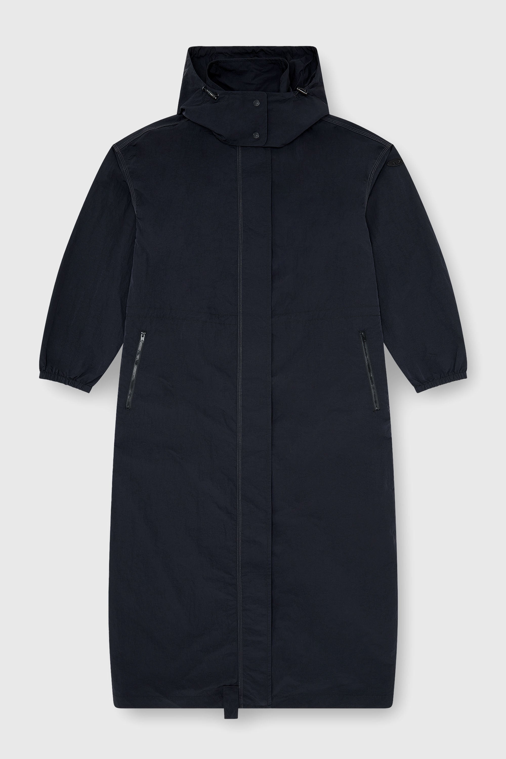 Diesel - G-ASTER-T1, Woman's Nylon trench coat with detachable hood in Night Blue - 2