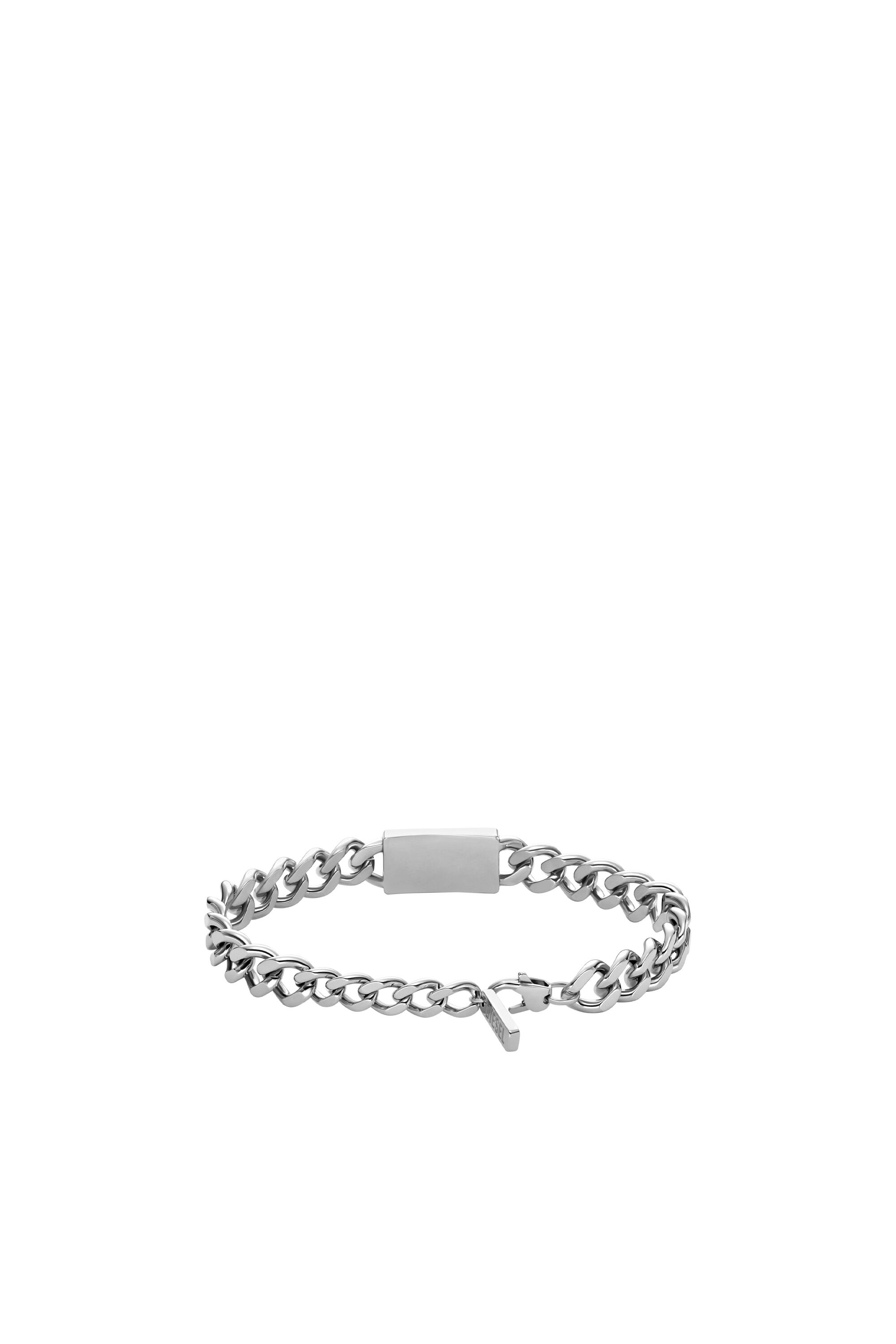 Diesel - DX1513, Unisex's Black agate id bracelet in Silver - 2