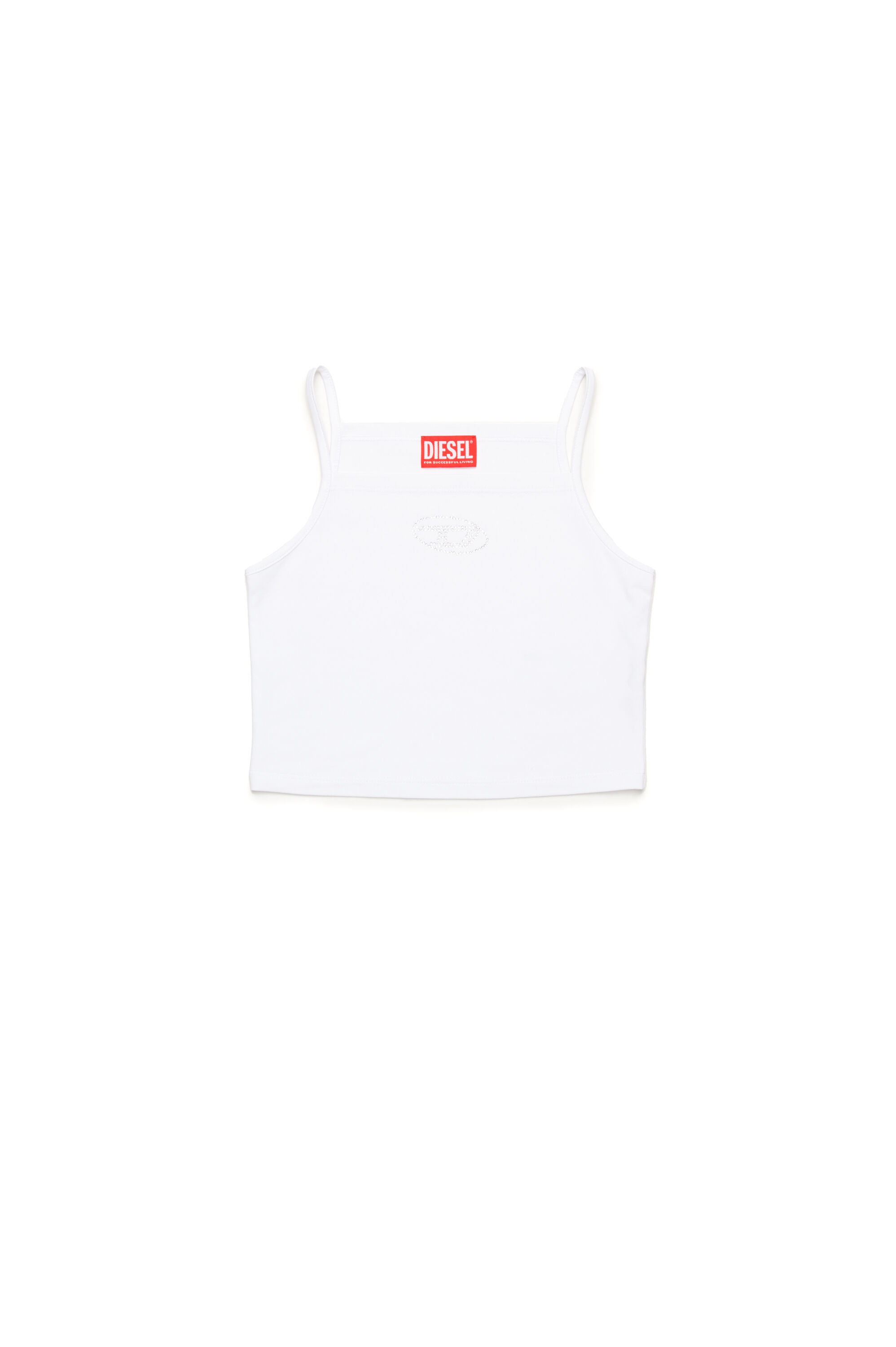 Diesel - TRIND, Woman's Cami top with crystal Oval D logo in White - 1