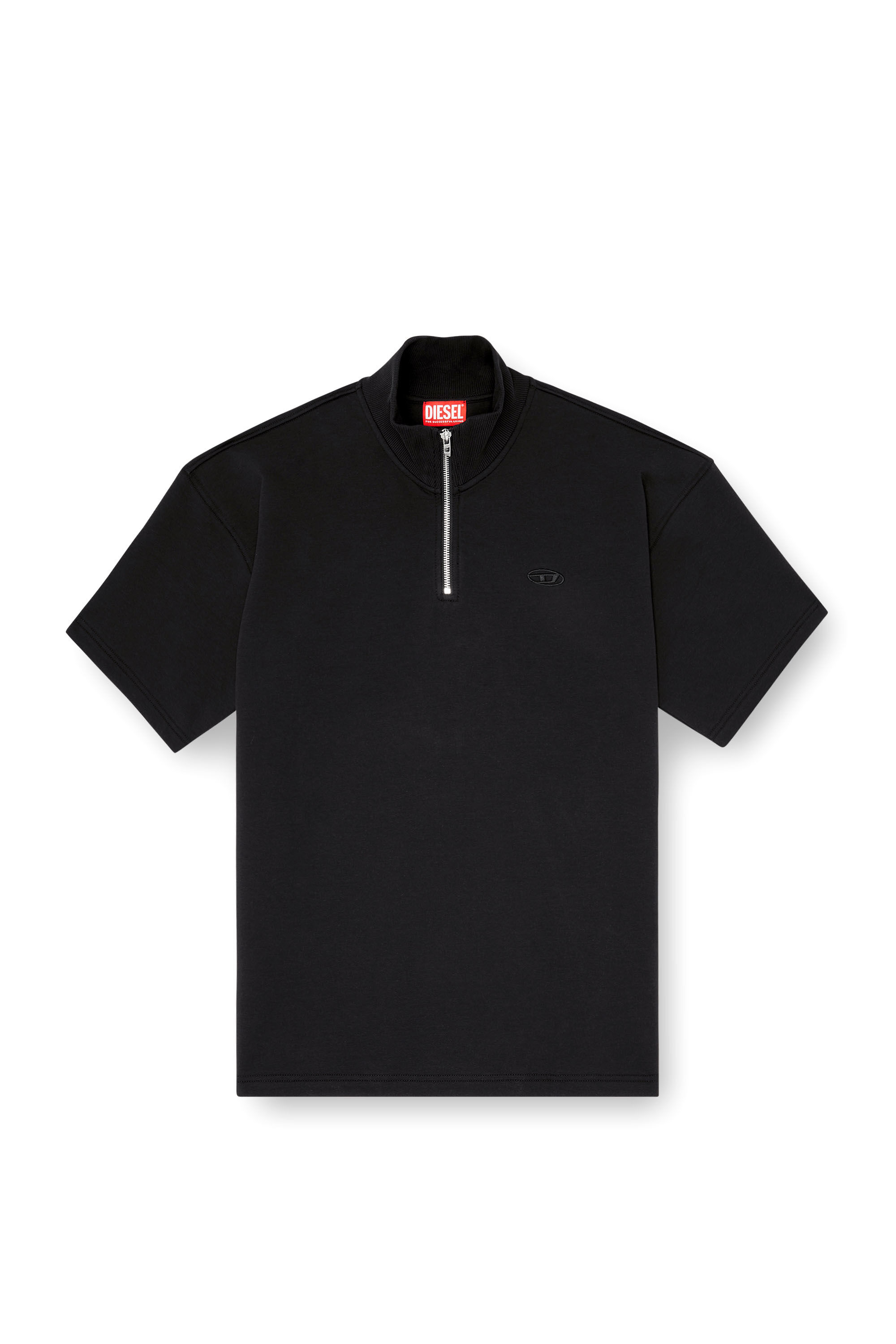 Diesel - S-CUBY, Man's Short-sleeve half-zip sweatshirt in light scuba in Black - 2