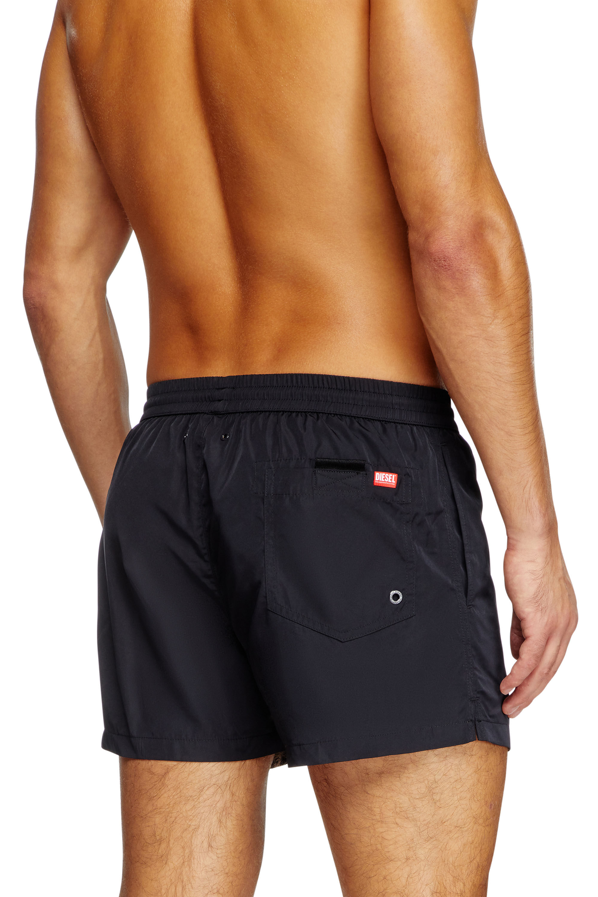 Men's Mid-length swim shorts with logo print | Black | Diesel CZ