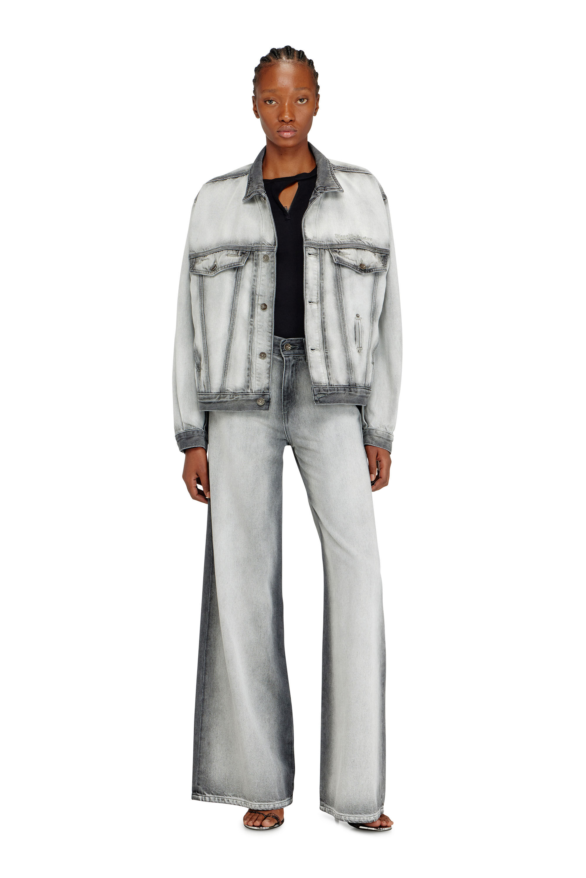 Diesel - D-DENVER-FSI, Unisex's Trucker jacket in soft skeleton denim in Light Grey - 2