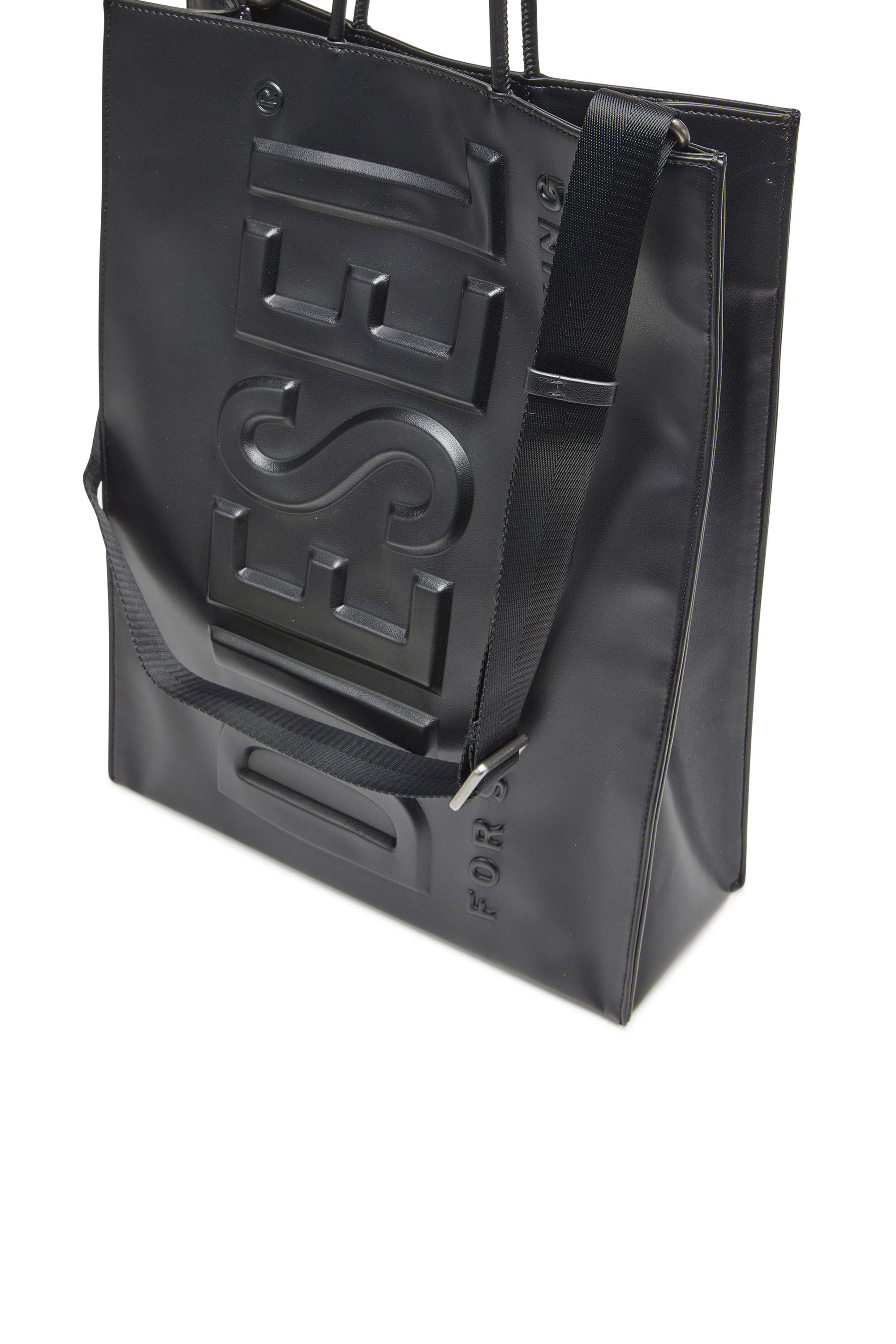Men's Dsl 3D L-Large PU tote bag with embossed logo | Black