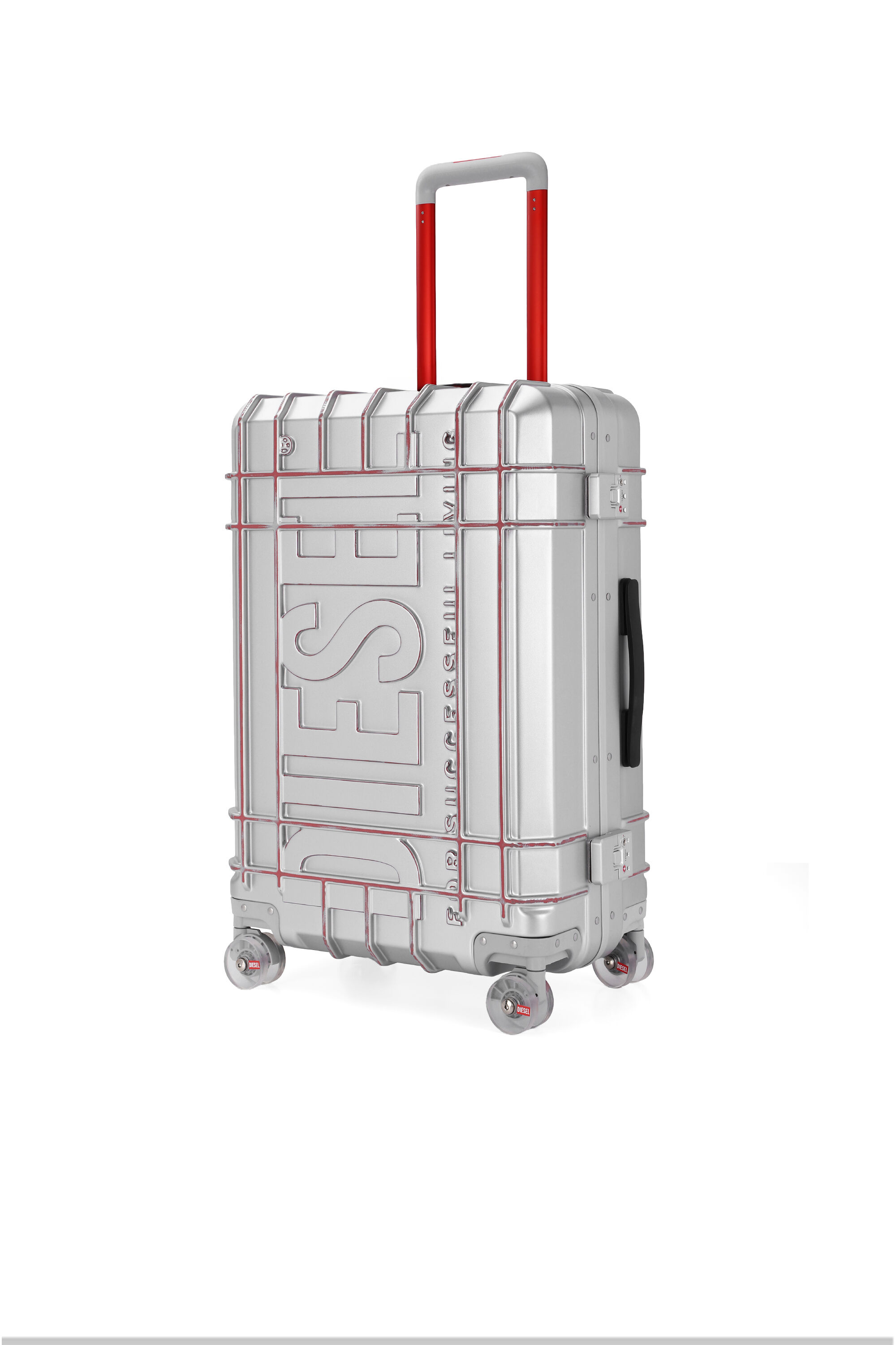 Diesel - DIESEL PC STRONG IMAGE TROLLEY- DSL003, Unisex's Rugged suitcase size M in Silver - 5