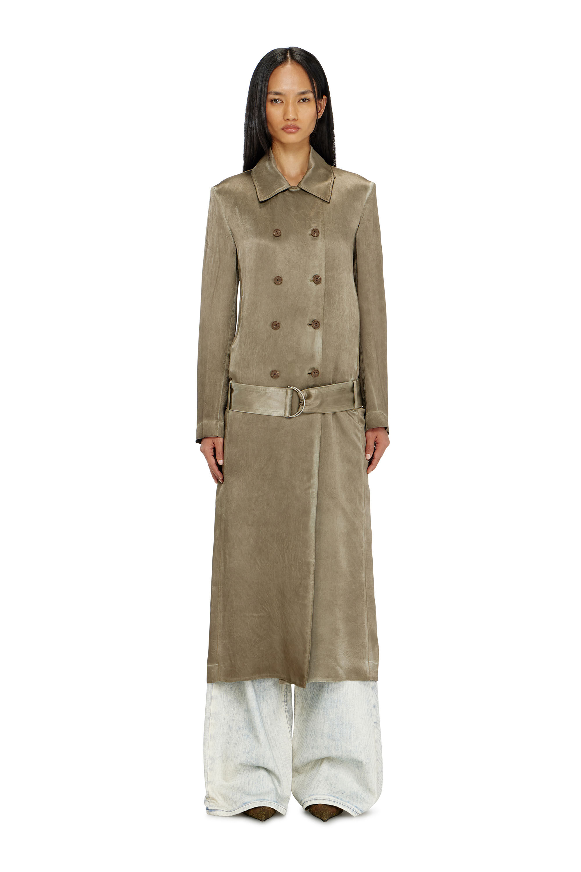 Diesel - G-LADES, Woman's Trench coat in wrinkled satin in null - 5