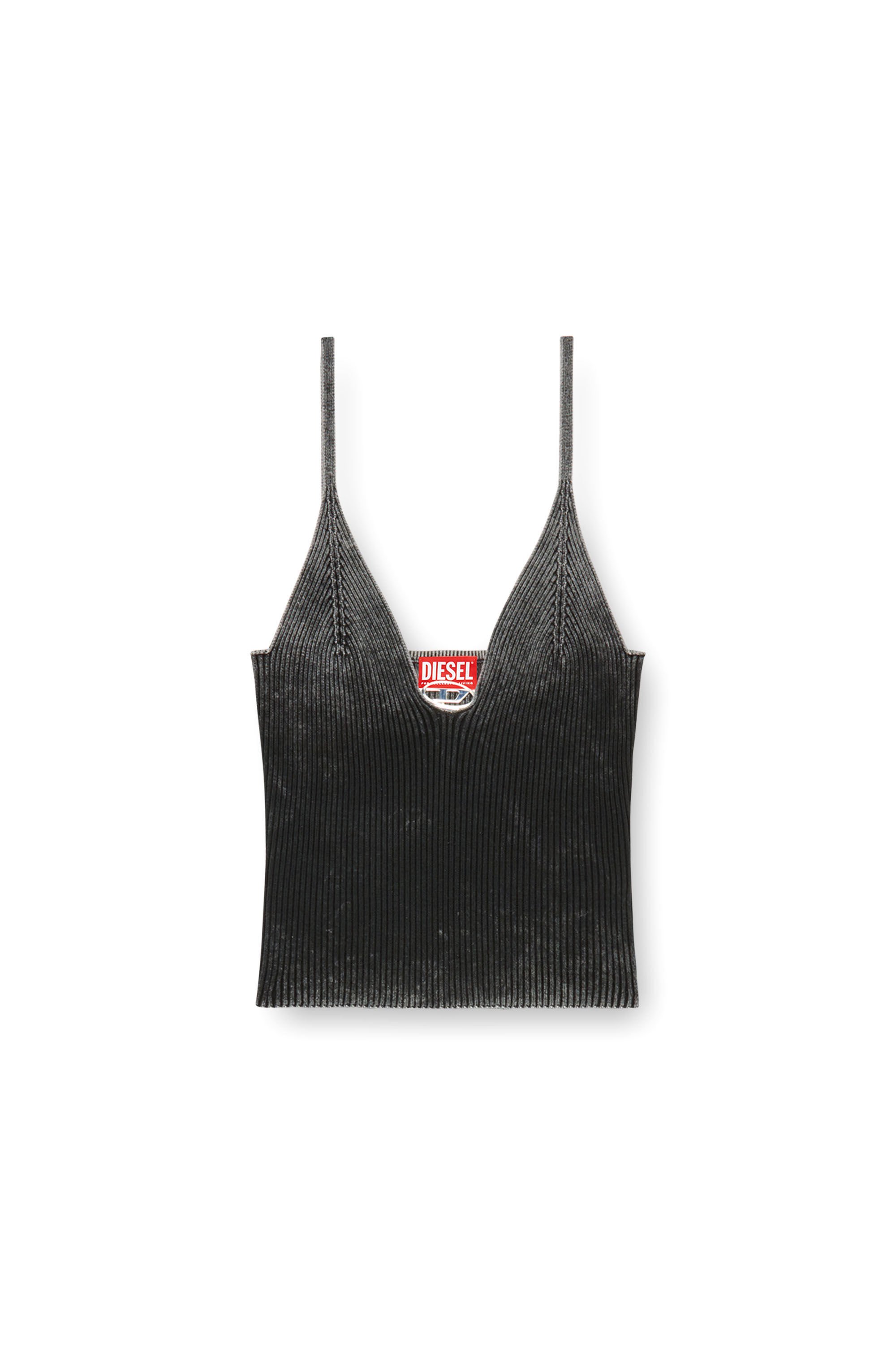 Diesel - M-LAILA, Woman Camisole in faded ribbed knit in Black - Image 2
