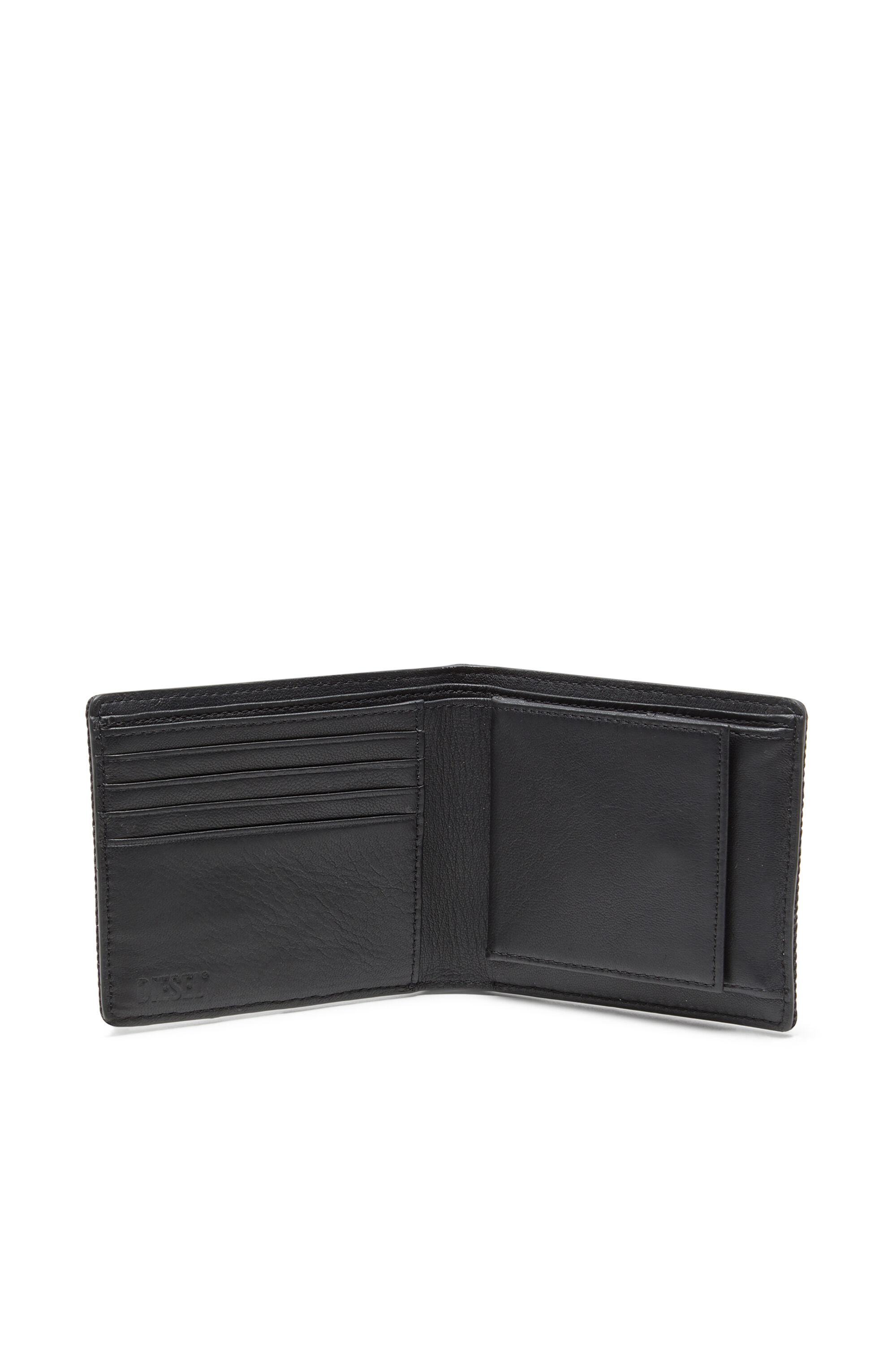 Diesel - MULTI-PKTS BI FOLD COIN S 3D, Man's Denim wallet with logo in Black - 3