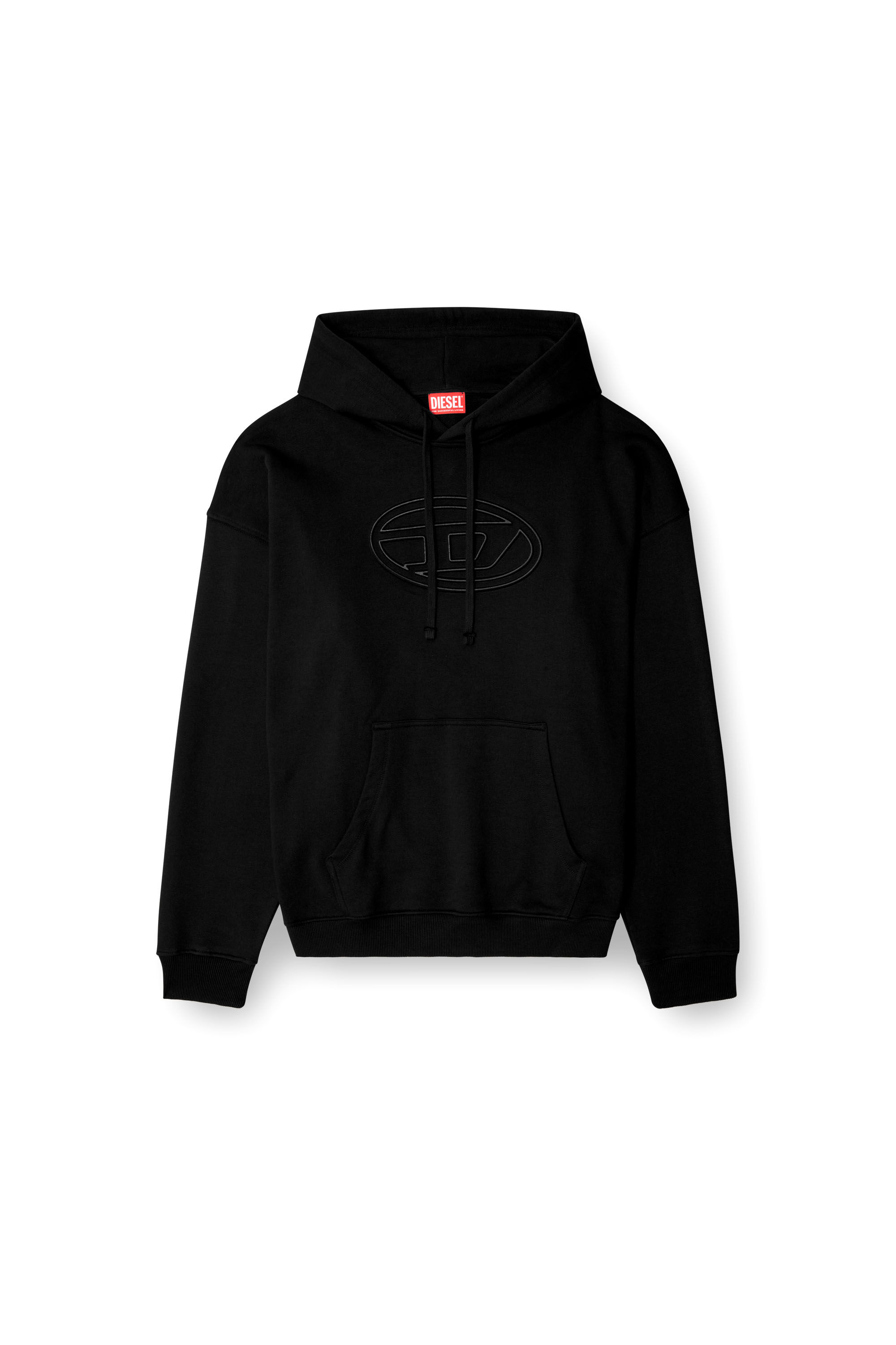 Diesel - S-UMMER-BIGOVAL, Man's Hoodie with embossed Oval D in Black - 2