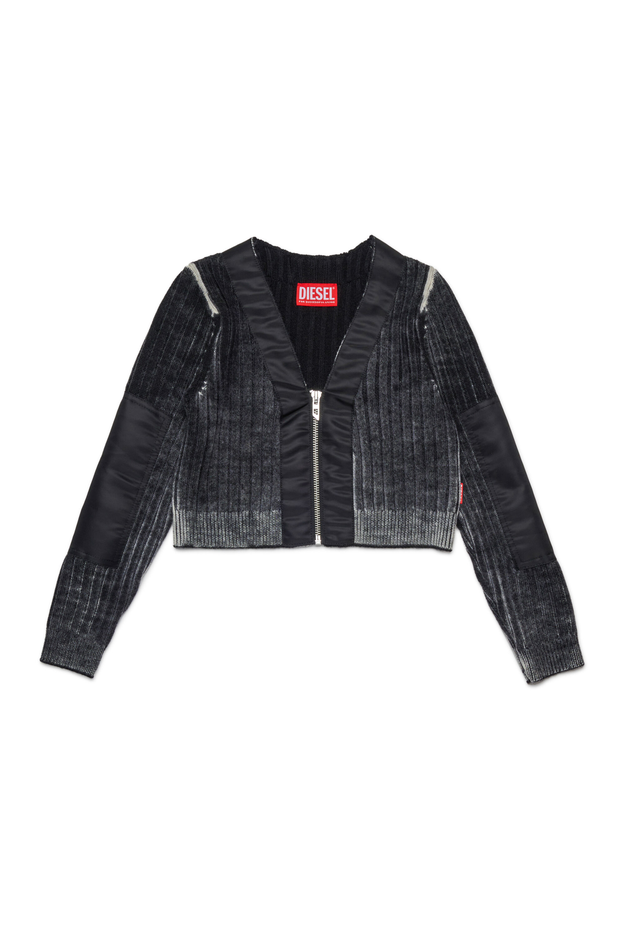 Diesel - KMASERA, Woman's Wool sweater with front zipper in Black - 1