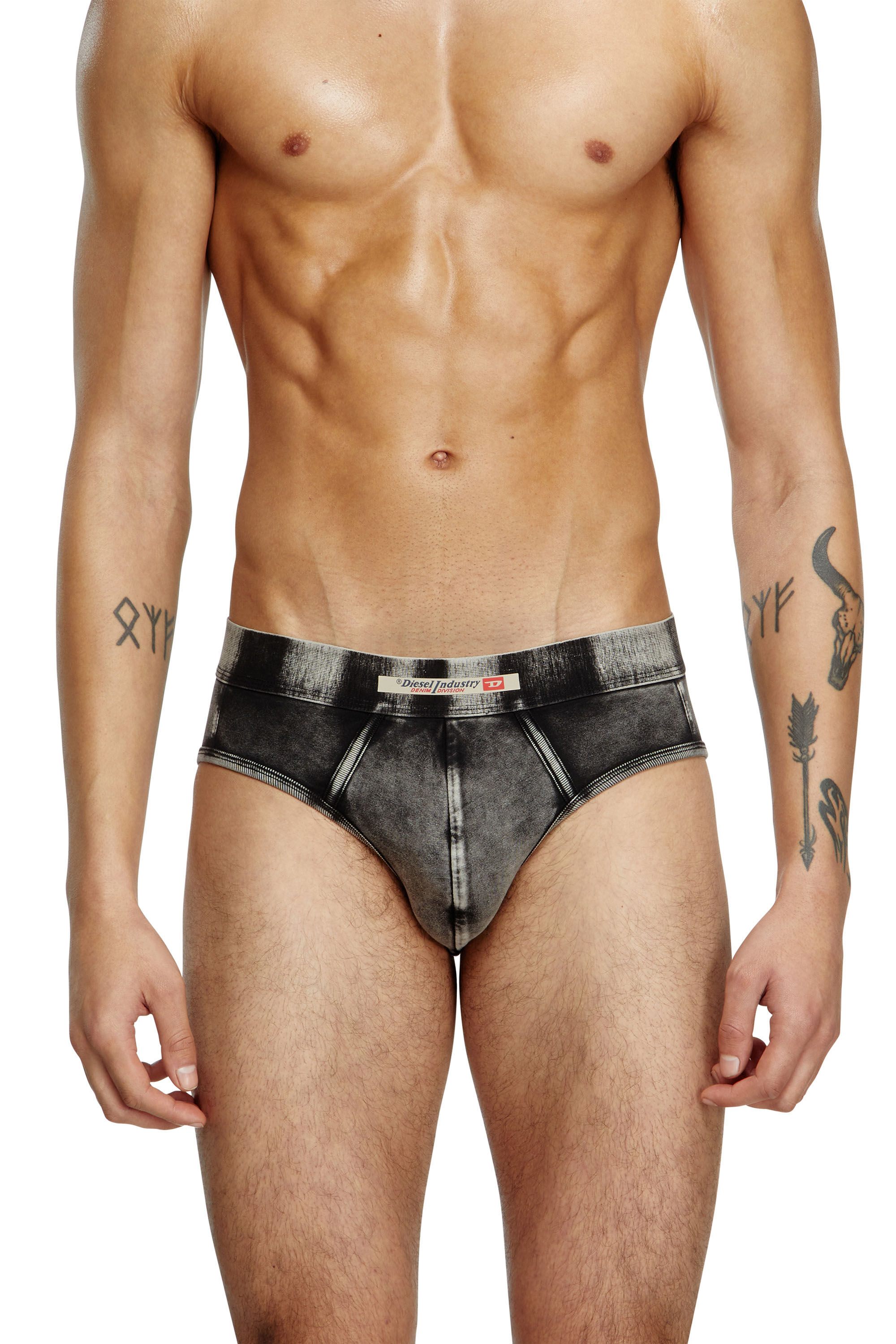Diesel - ANDRE-DNM, Man's Denim-effect briefs in Black - 3