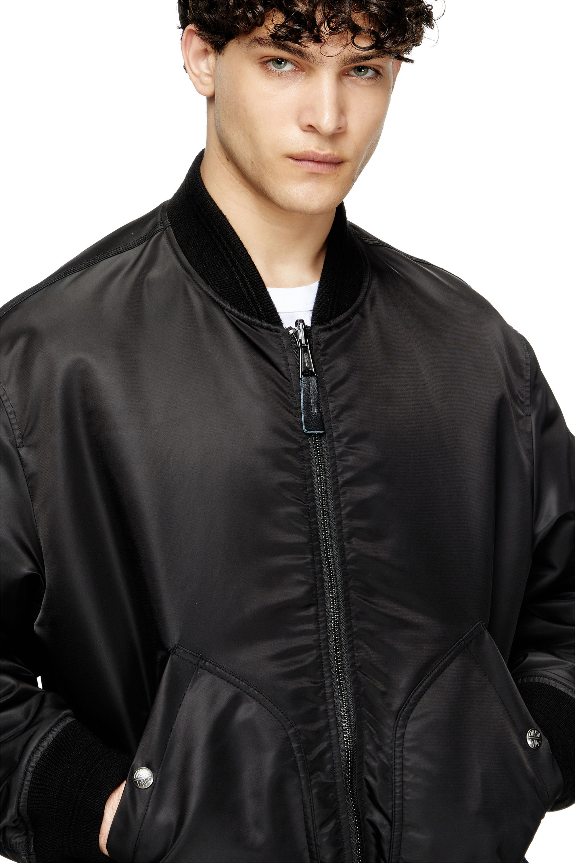 ジャケット・アウター Diesel Coated Flight Bomber Jacket Men's Bomber jacket in padded nylon with Oval D | Black | Diesel