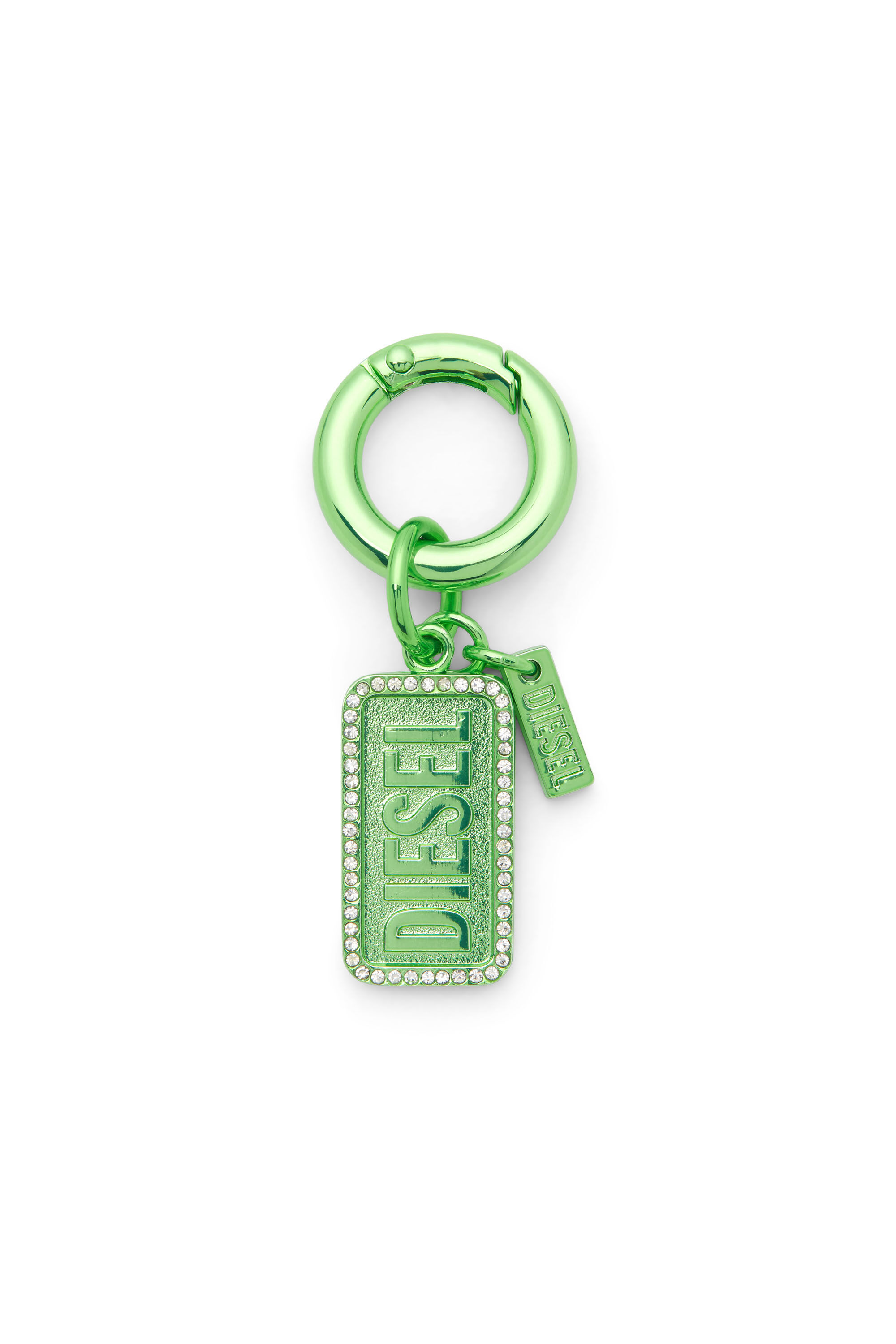 Diesel - CHARM-DIESEL, Unisex's Metal keyring with rhinestones and Diesel logo detail in Green - 1
