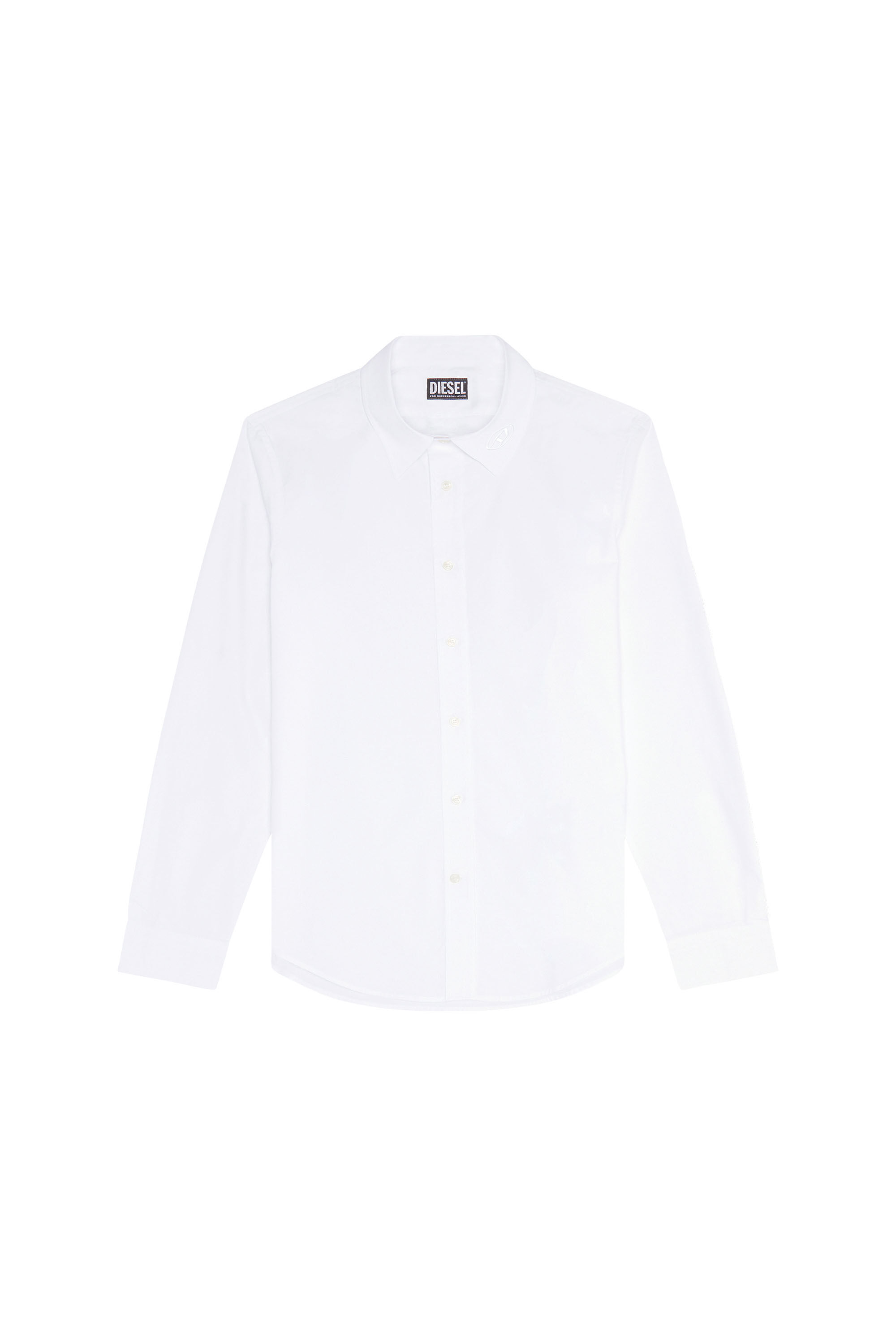 Diesel - S-BEN-CL-A, Man's Cotton shirt with tonal logo embroidery in White - 2