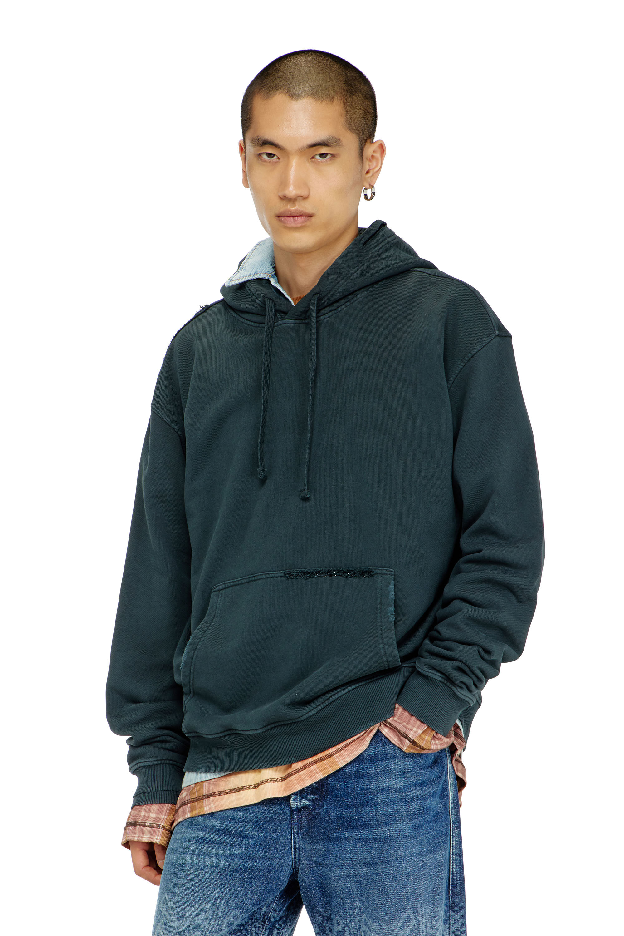 Diesel - S-NORM-HOOD-CRYSTALS, Man's Hoodie with rips and crystal details in null - 2