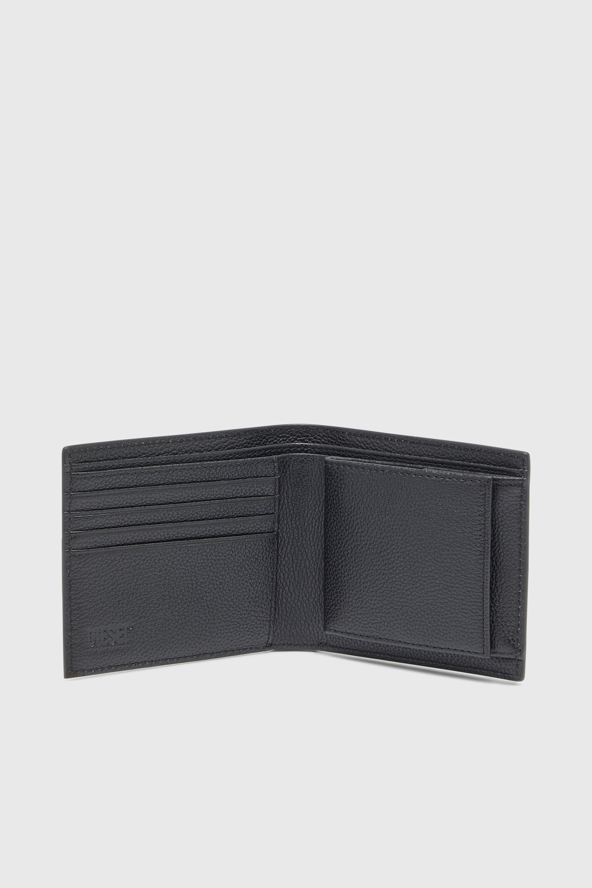 Diesel - 1DR 2.0 BI-FOLD COIN 3D, Man's Bi-fold wallet in grained leather in Black - 3