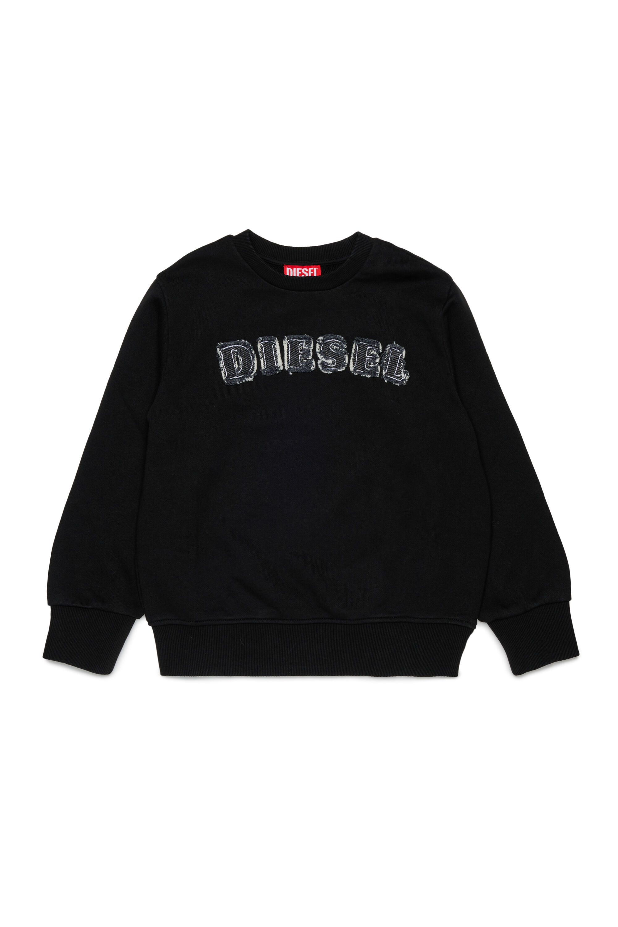 Diesel - SJEANS OVER, Man's Sweatshirt with frayed logo letters in Black - 1