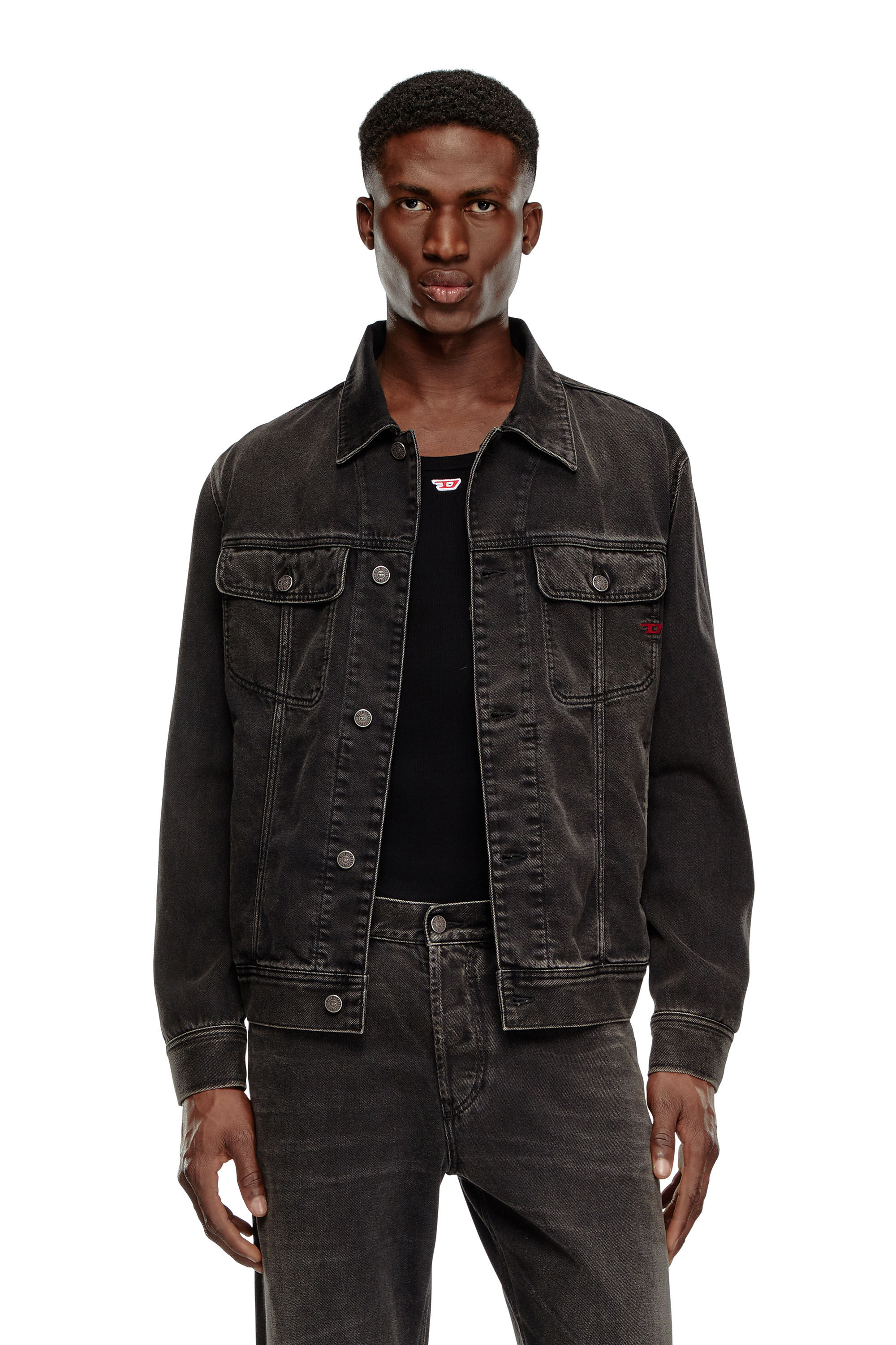 Diesel - D-BARCY, Man's Regular-fit trucker jacket in Black - 3