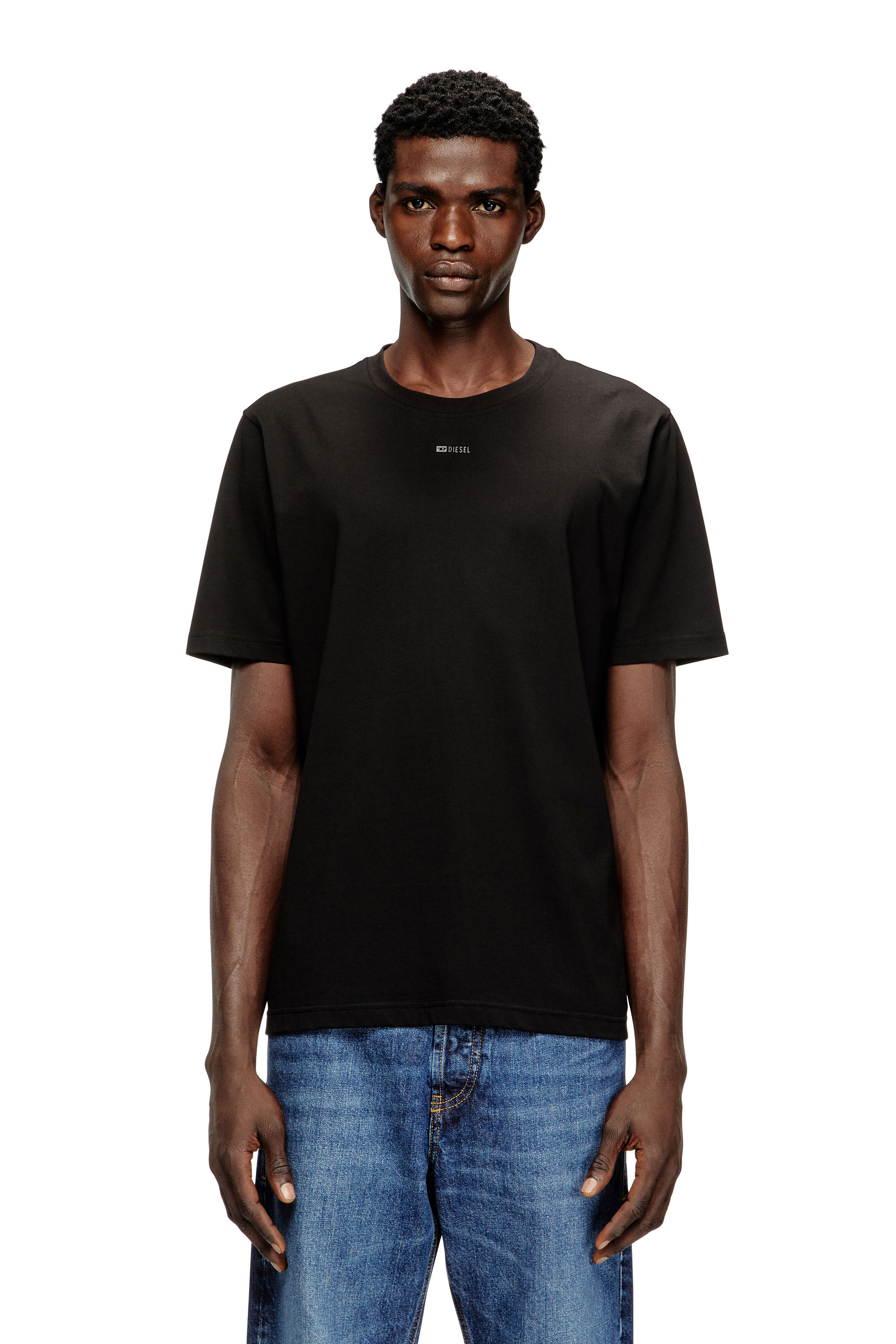 Men's T-shirt with micro metal logo | Black | Diesel