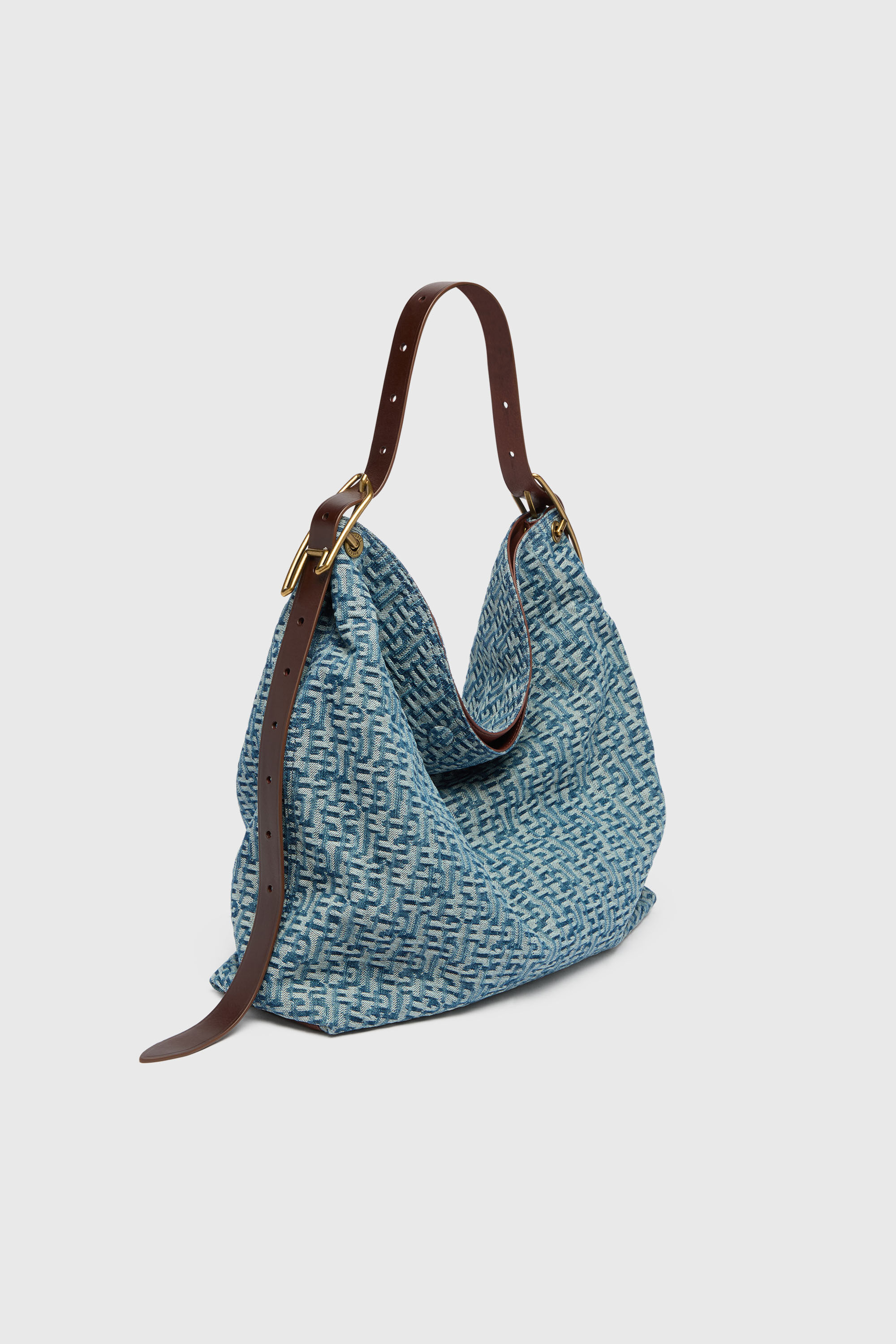 Diesel - D-LINE HOBO L, Woman's D-Line-Hobo bag in monogram denim in Blue - 4