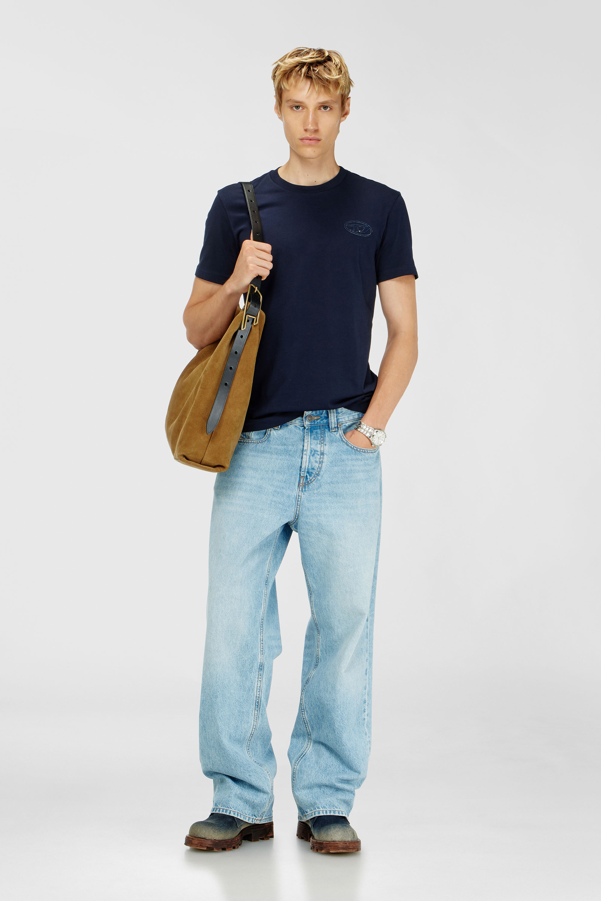 Diesel - T-DIEGO-T92, Man's Cotton T-shirt with Oval D logo in Blue - 1