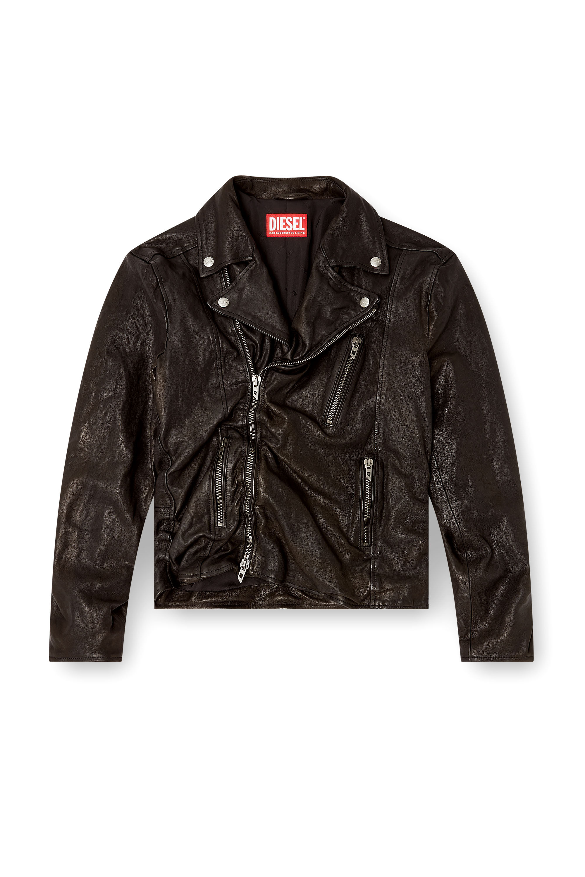 Men's Biker jacket in boiled leather | Black | Diesel
