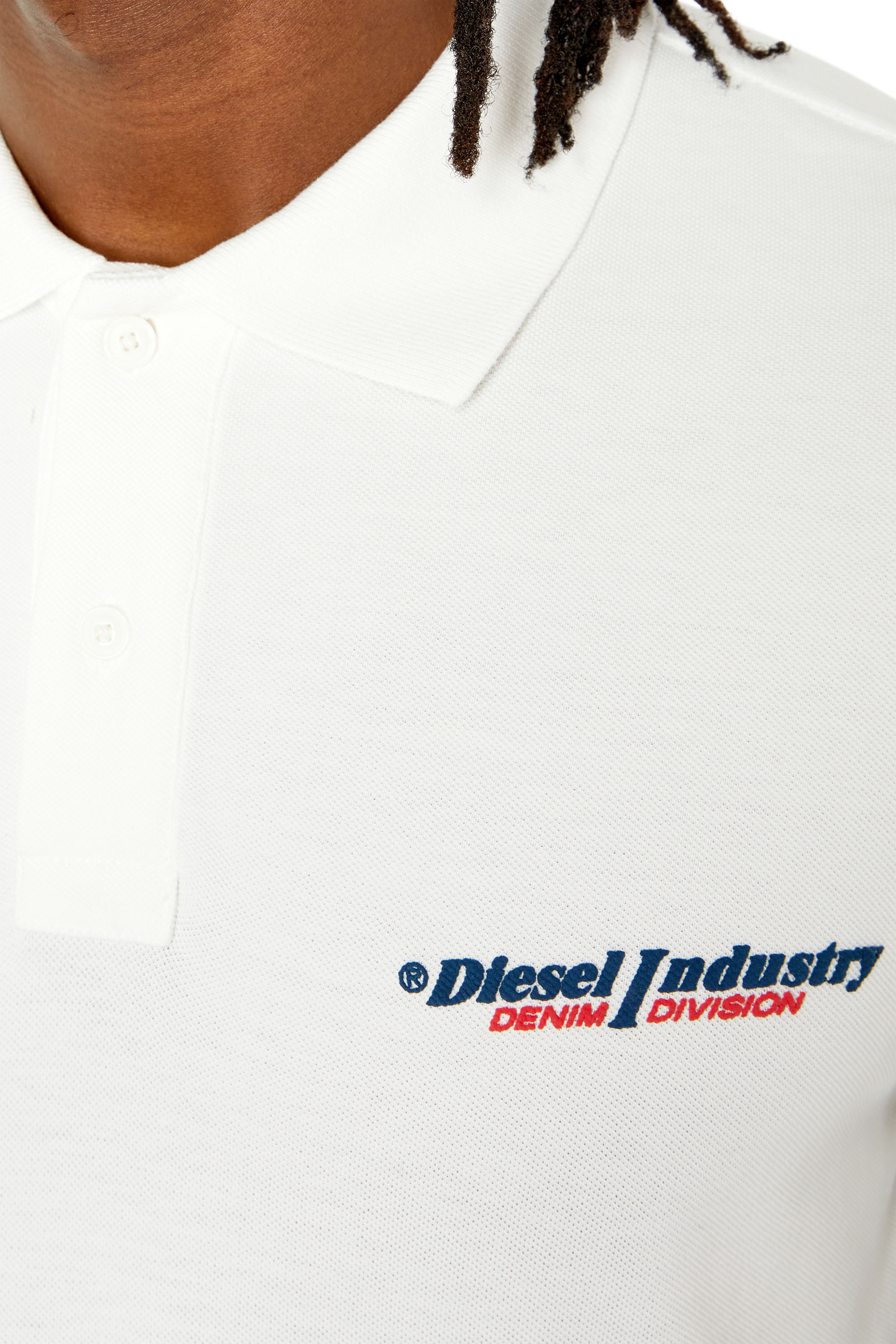 Diesel - T-SMITH-IND, Man's Polo shirt with Diesel Industry print in White - 5