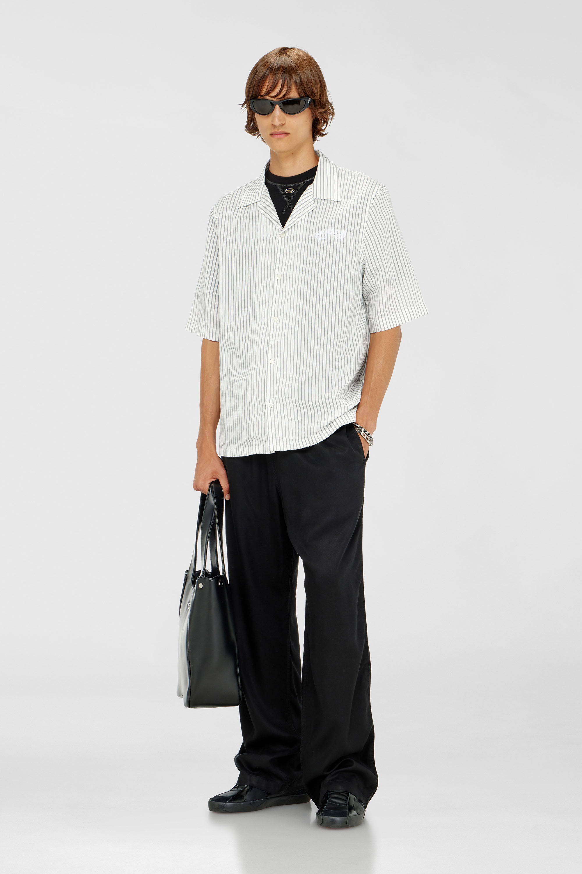 Diesel - P-DREYER-C, Man's Drawstring pants in faded twill in Black - 1