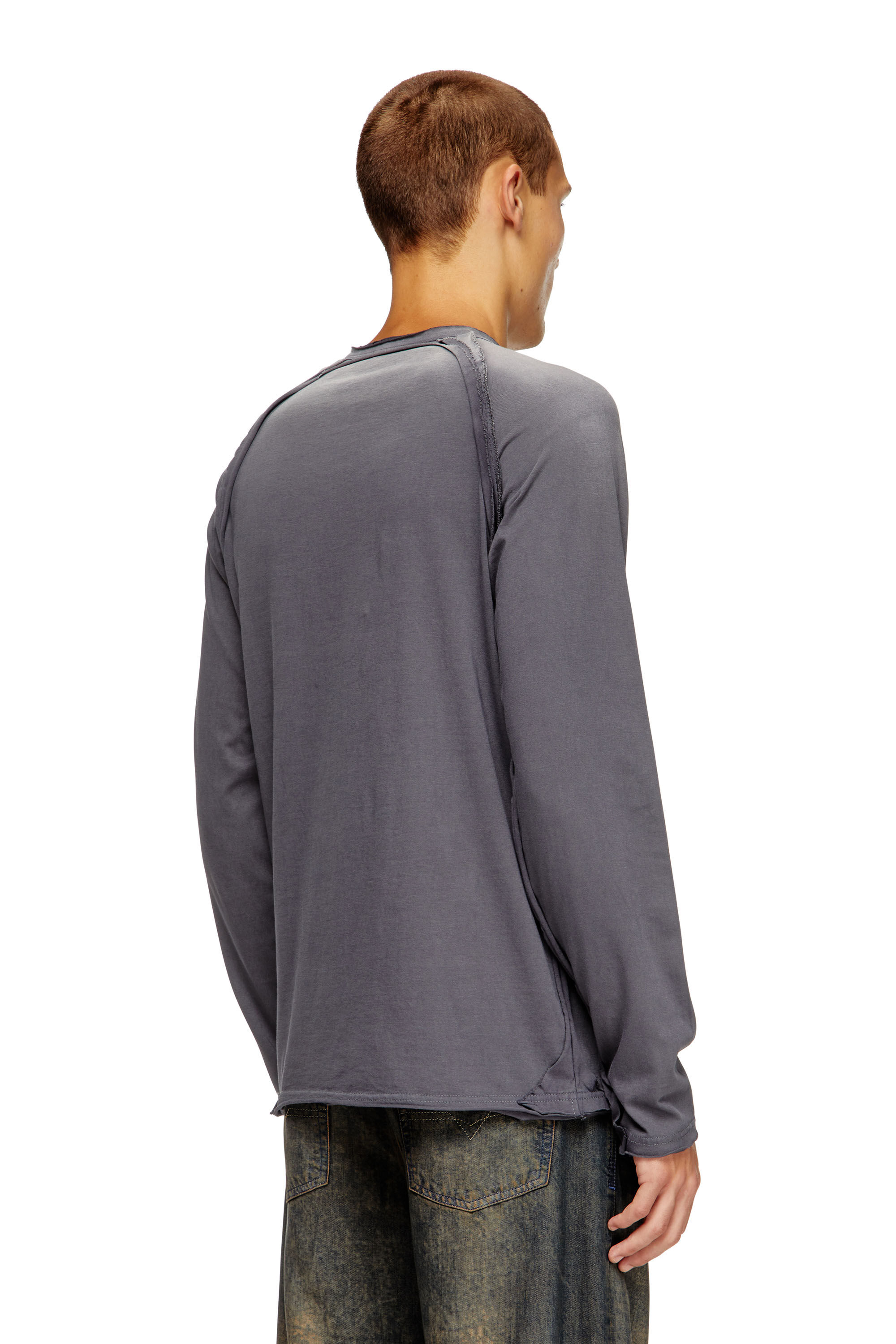 Diesel - T-RAWGY, Man's Long-sleeve T-shirt with peel-off effect in Grey - 2