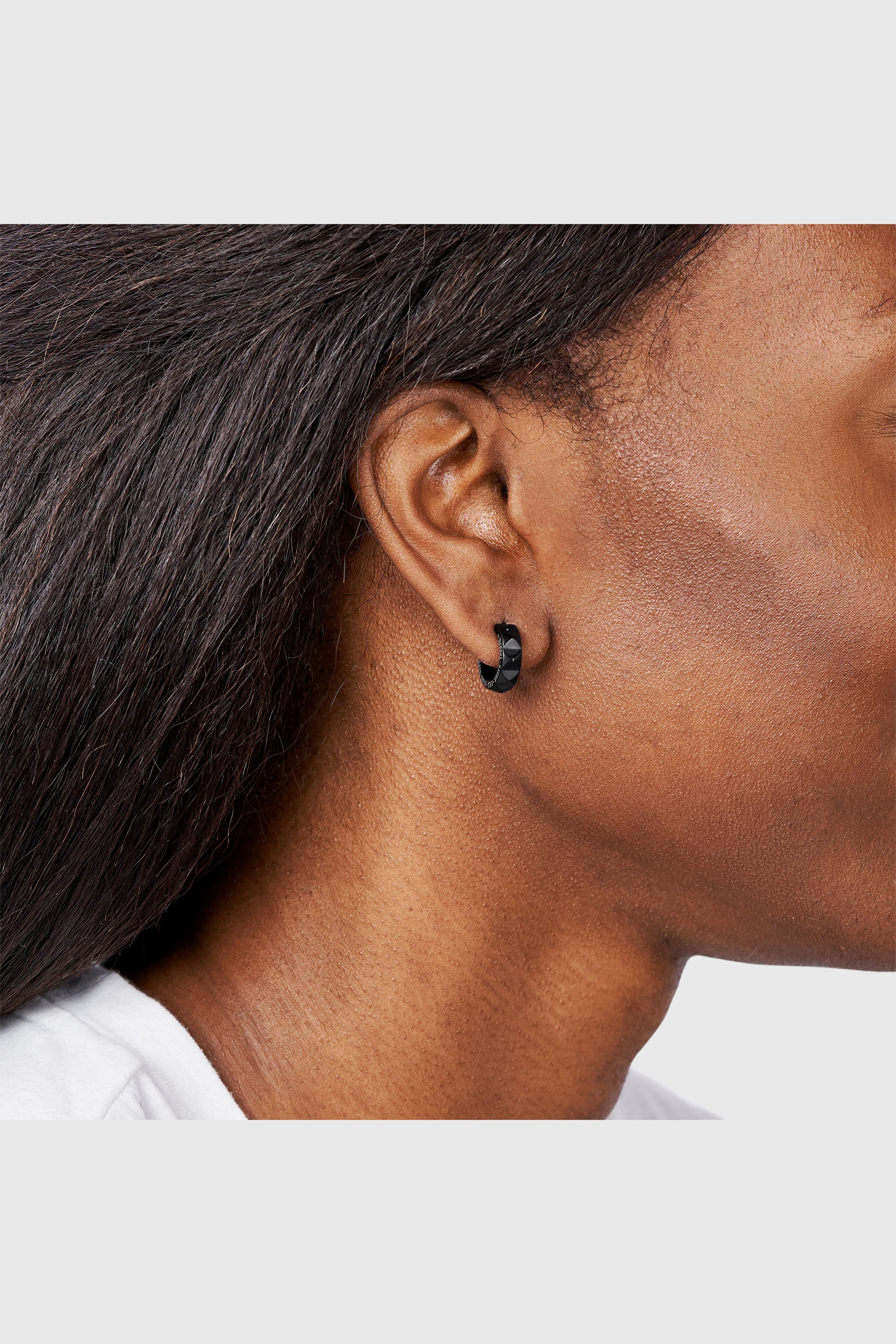 Diesel - DX1273, Man's Black stainless steel studded huggie single earring in Black - 4