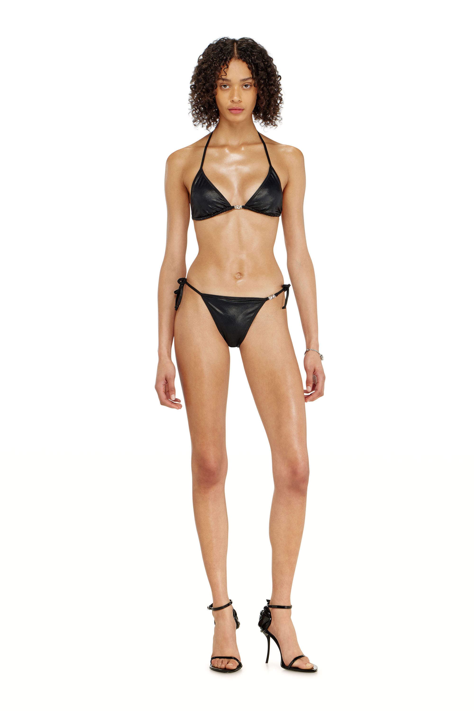 Diesel - ELETTRA-DNM, Woman's Triangle bikini top in shimmery fabric in null - 2