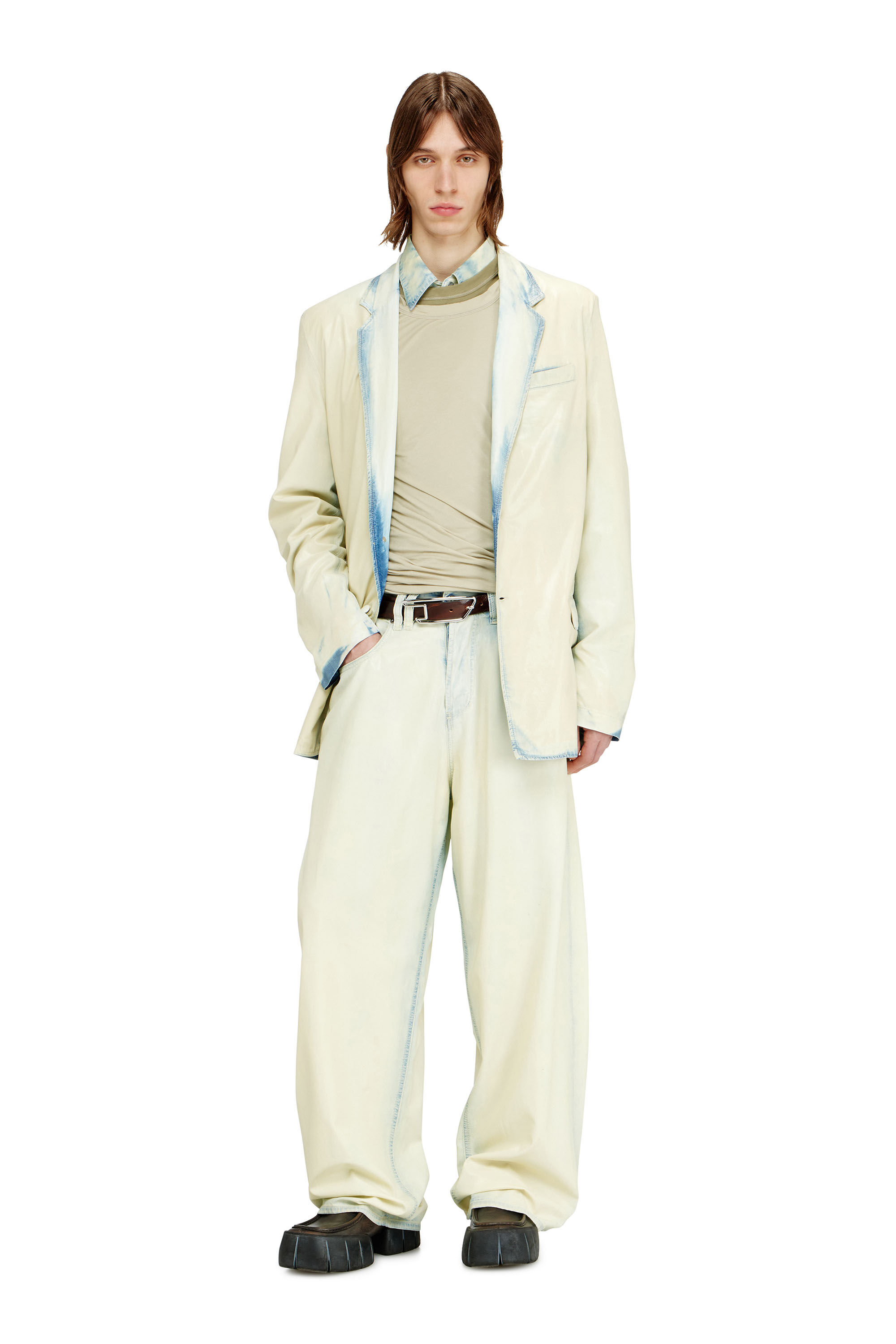 Diesel - D-NIVALE-FSI, Man's Blazer in fluid X-Ray bleach denim in Light Blue - 1