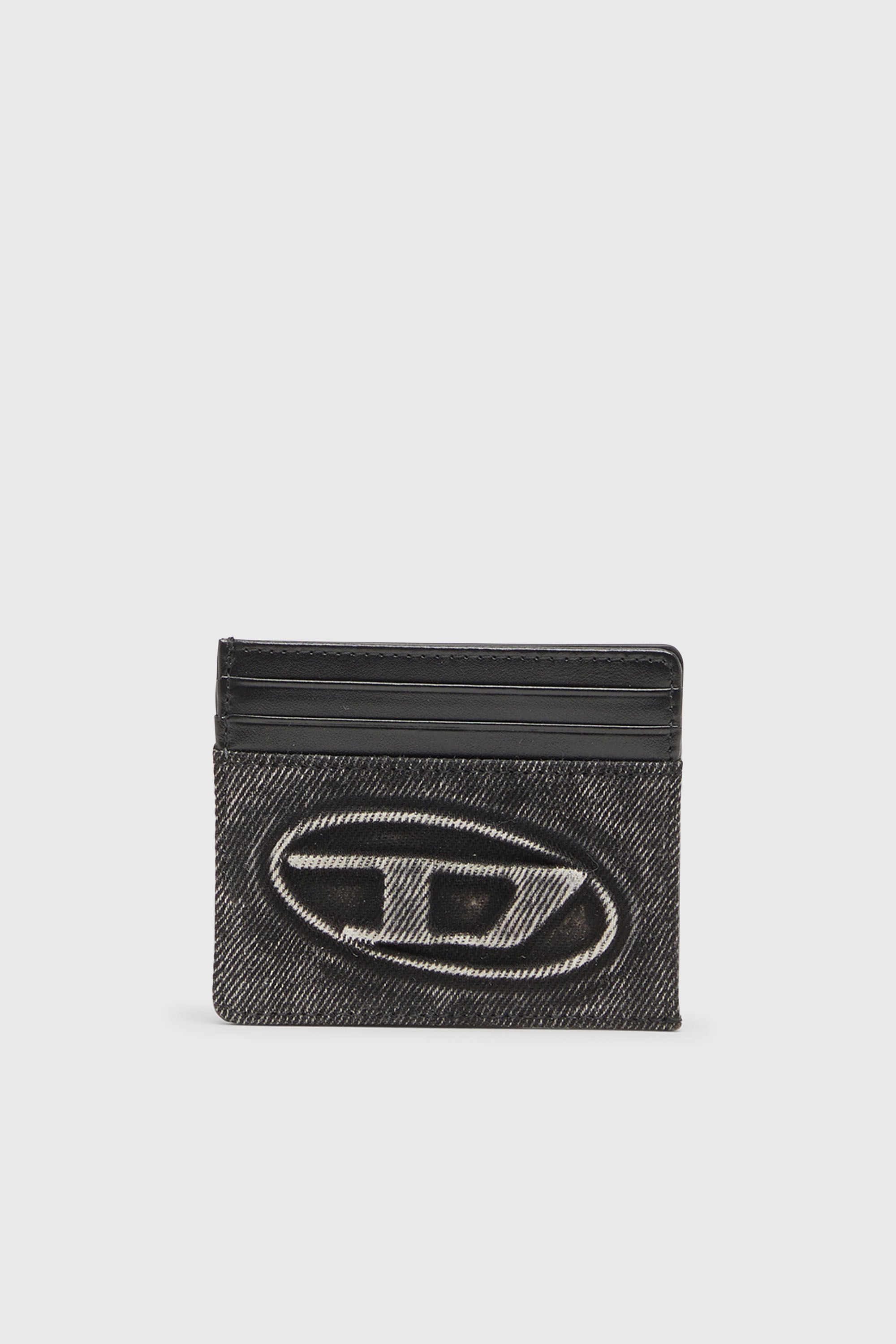 Diesel - 1DR CARD CASE, Unisex's Card holder in washed cotton and leather in Dark grey - 1