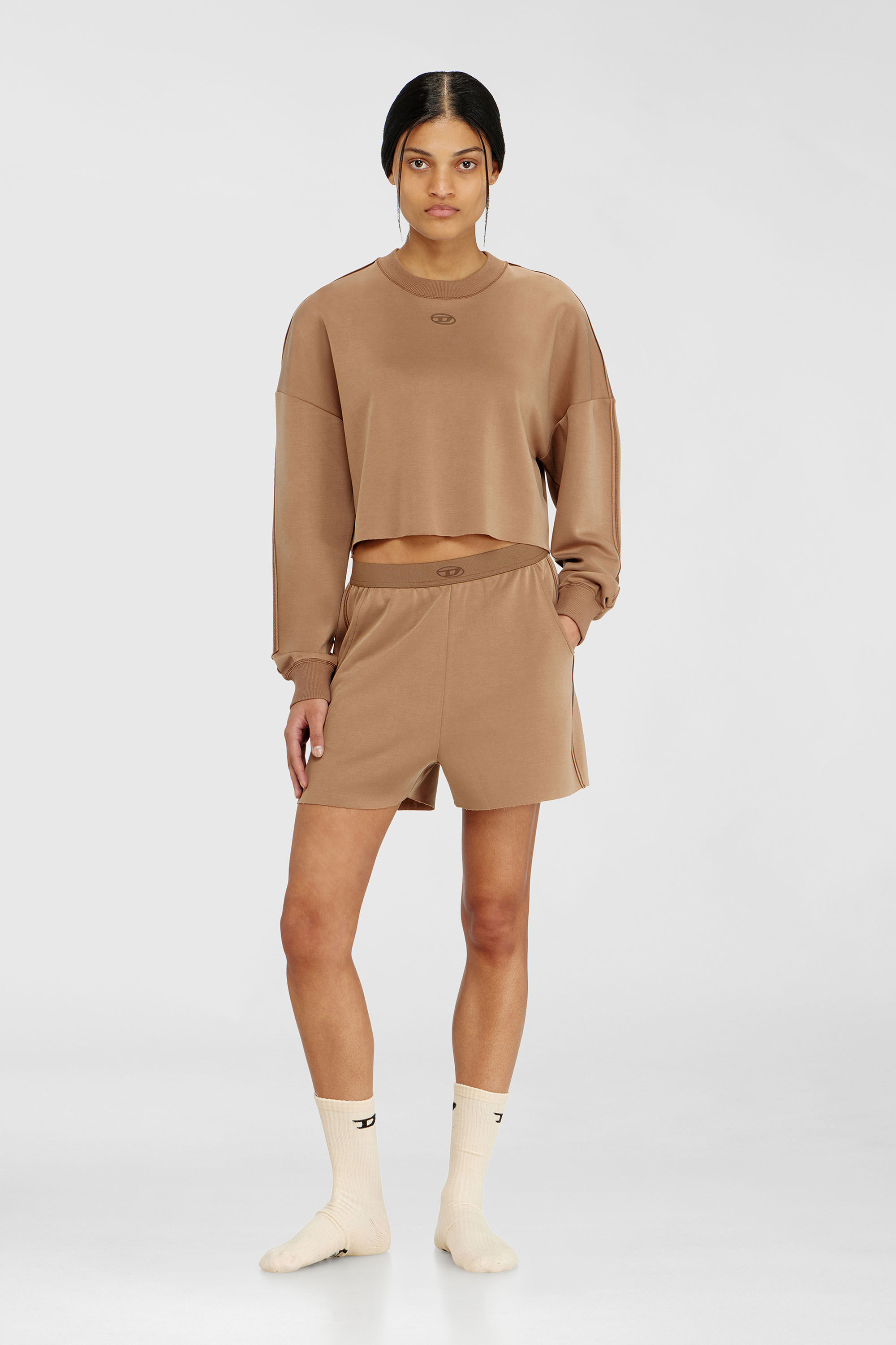 Diesel - BLAKE-UTLT, Woman's Crop top in light stretch scuba in Brown - 1