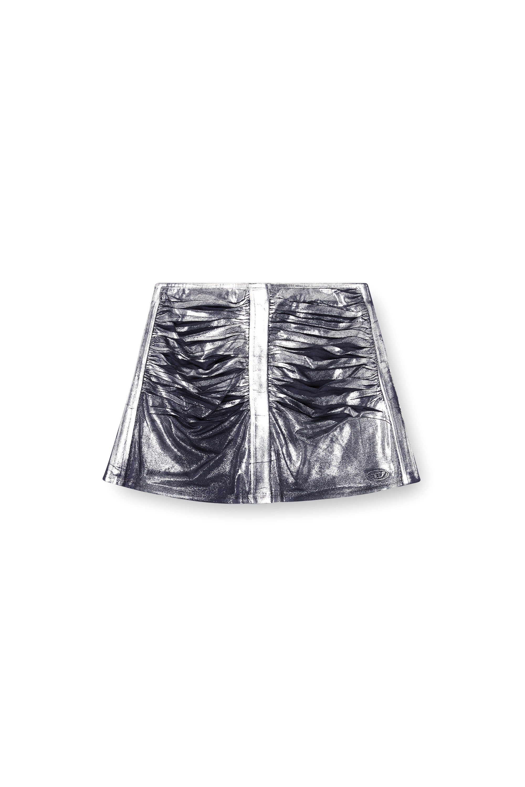 Diesel - O-IAMA, Woman's Metallic jersey mini skirt in Grey - 2