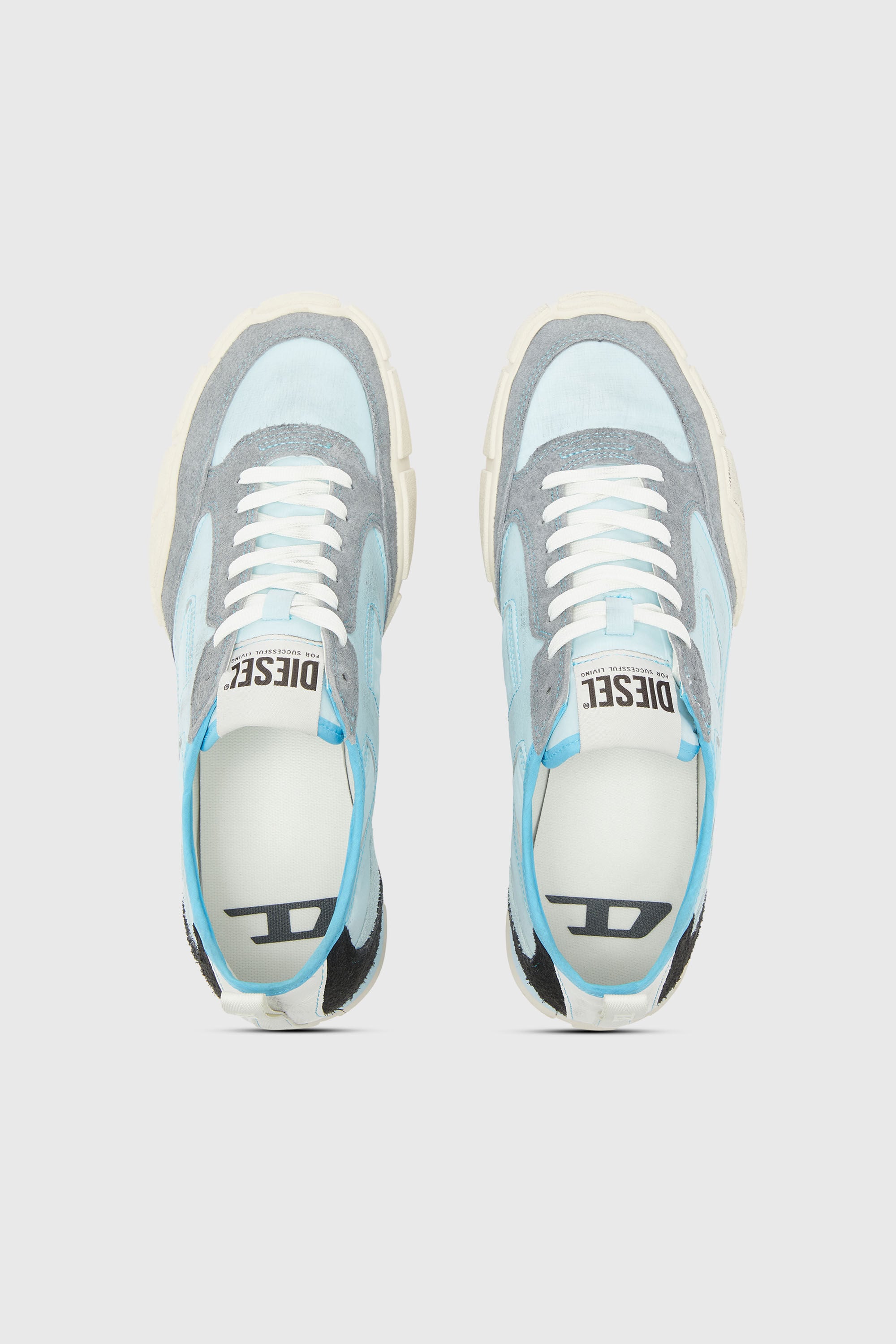 Diesel - S-PAGODHA LOW, Man's S-Pagodha - Sneakers in leather and nylon in Light Blue - 4