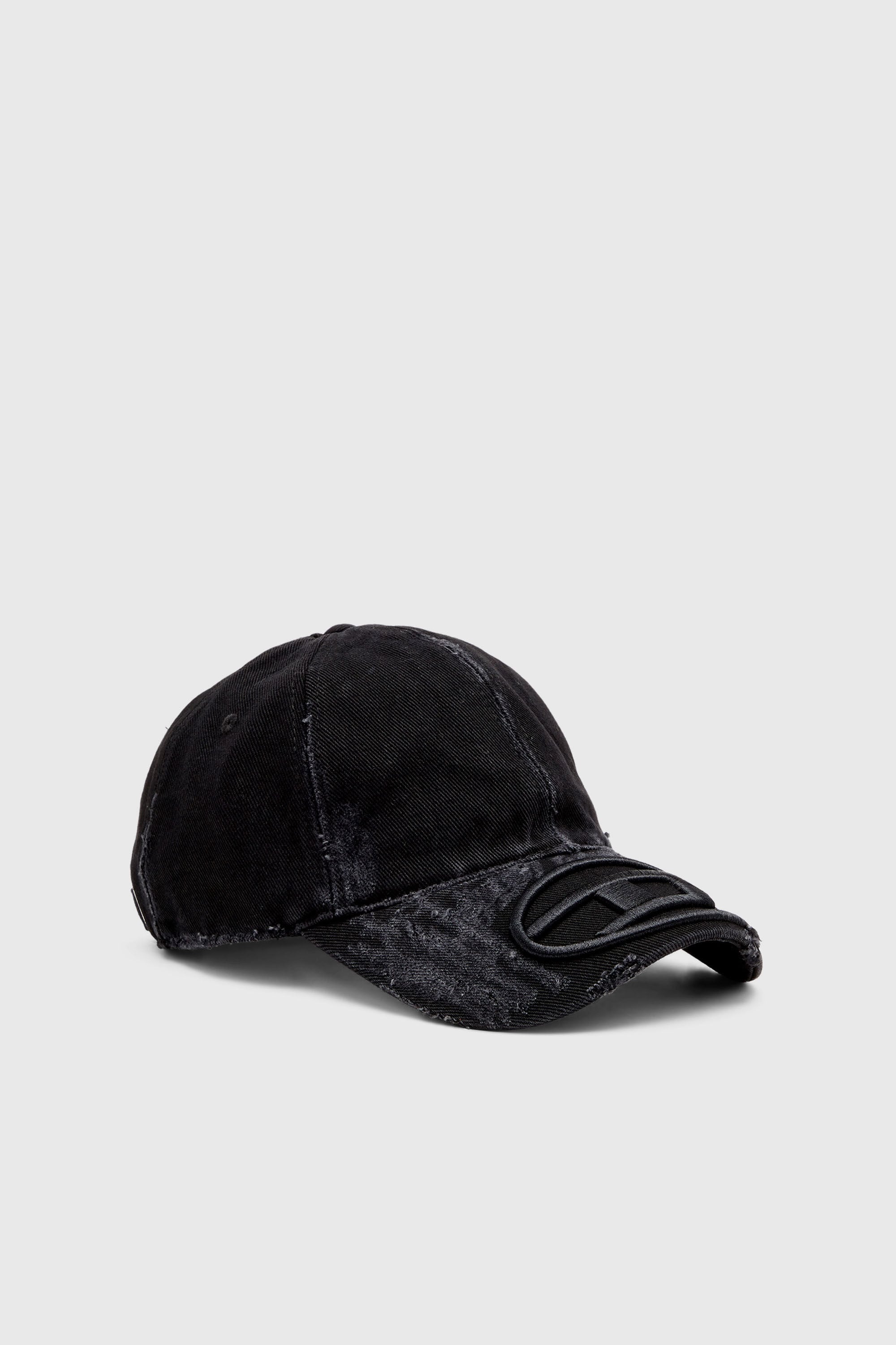Diesel - C-ODY, Man's Distressed denim baseball cap in Black - 1