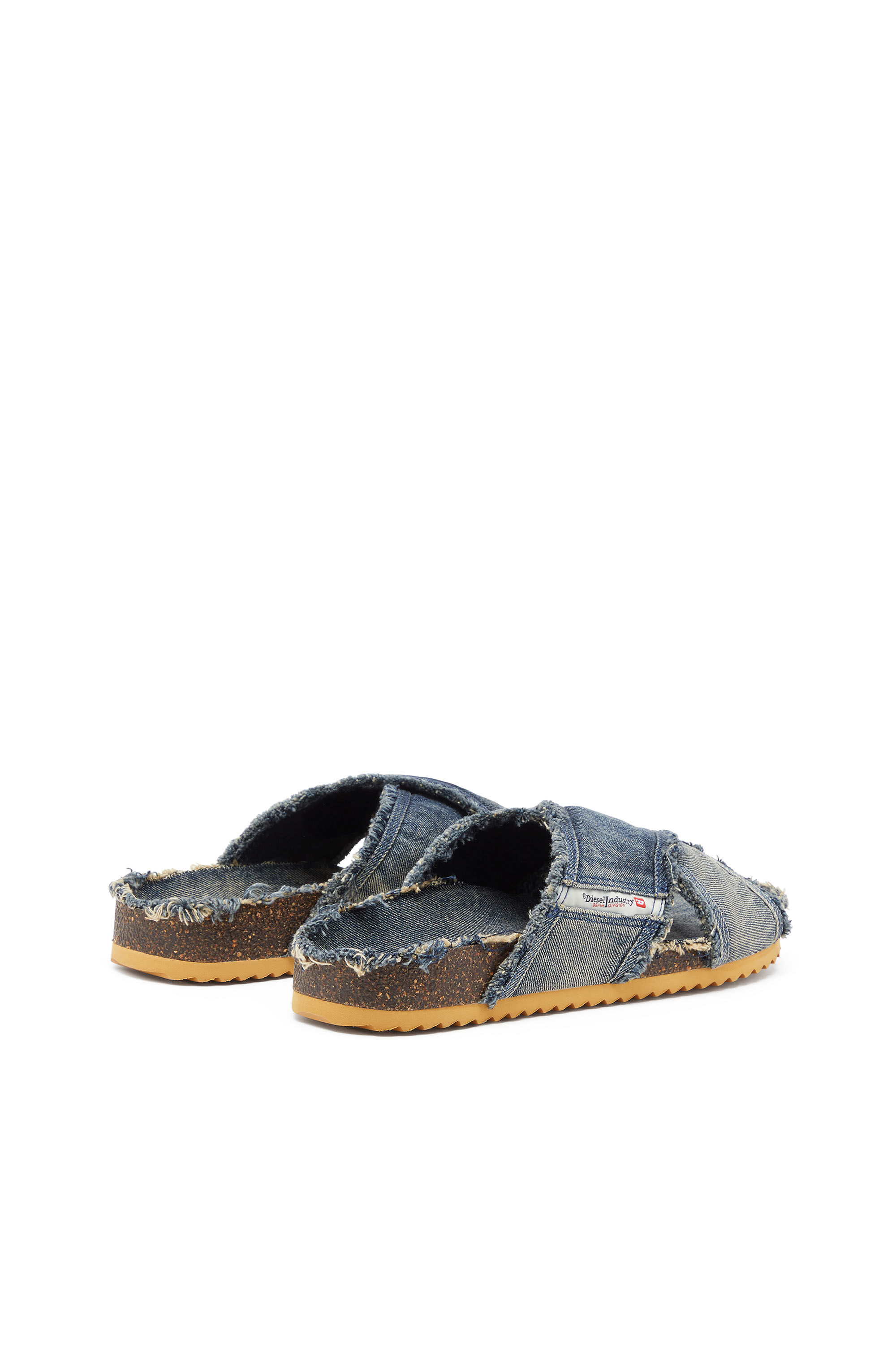 Diesel - D-WOODSTOCK CROSS, Man's D-Woodstock-Crossover slides in frayed denim in Medium blue - 3